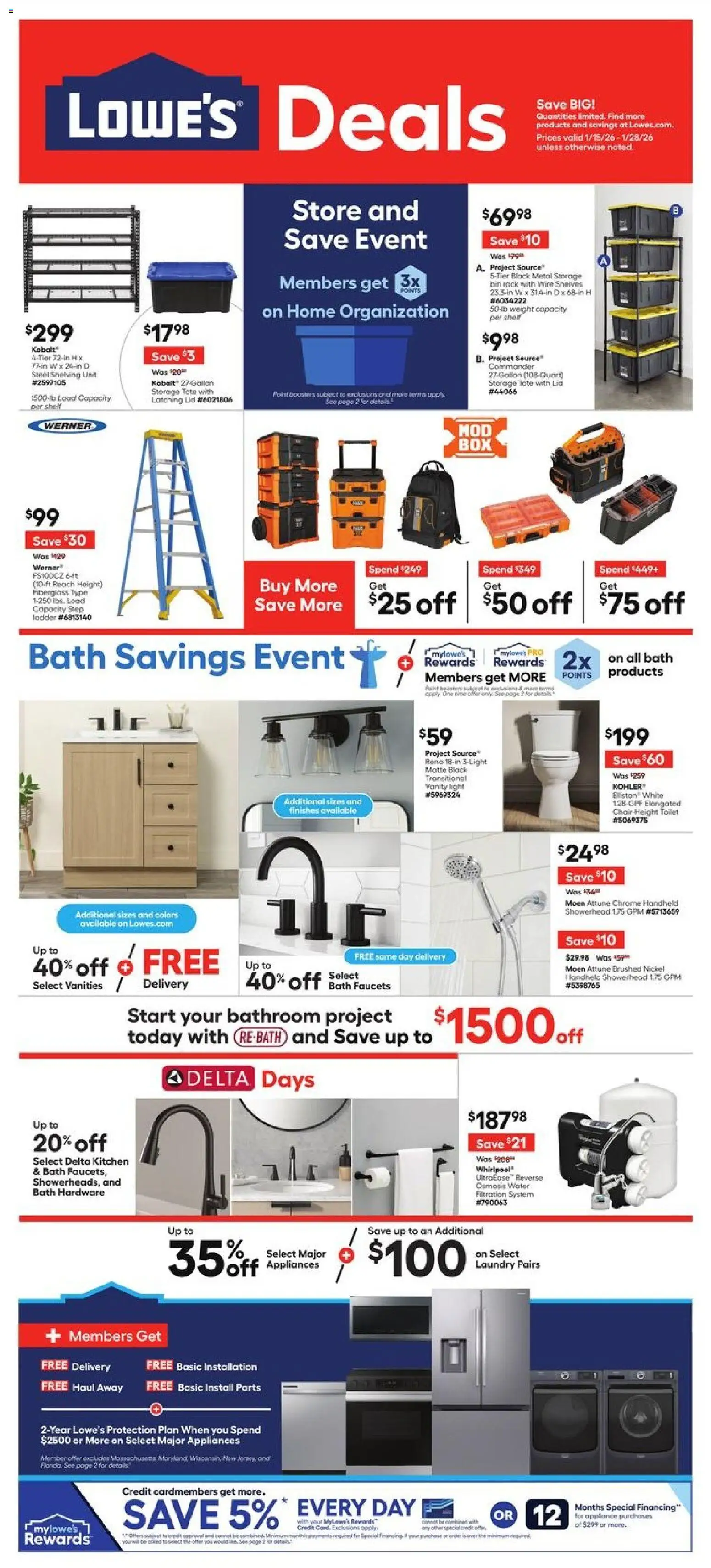 Lowe's Weekly Ad - valid from 15.01.2026 | Page: 1 | Products: Shelf, Wire, Water, Weight