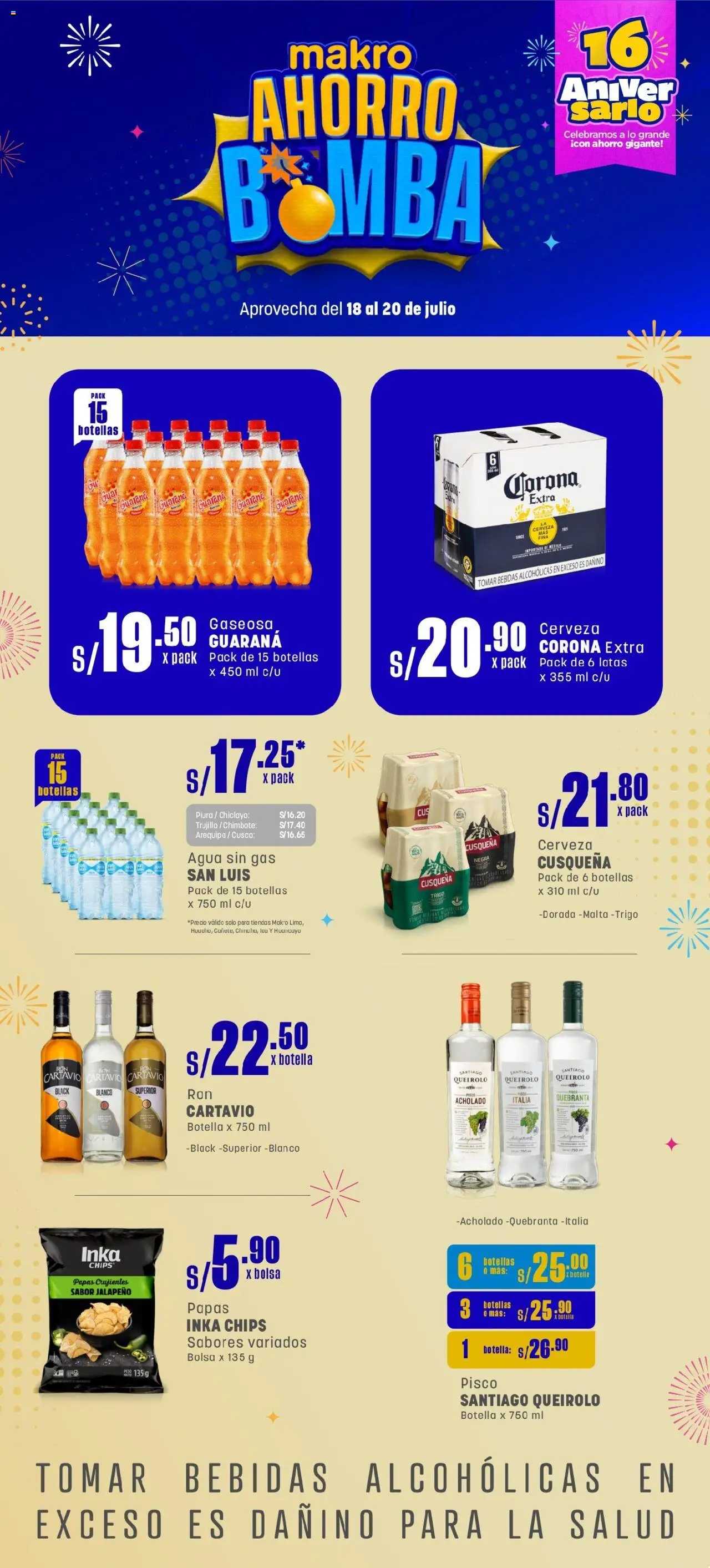 Catálogo Makro válido desde 18.07.2025 | Página: 1 | Productos: Cerveza, Papas, Bolsa