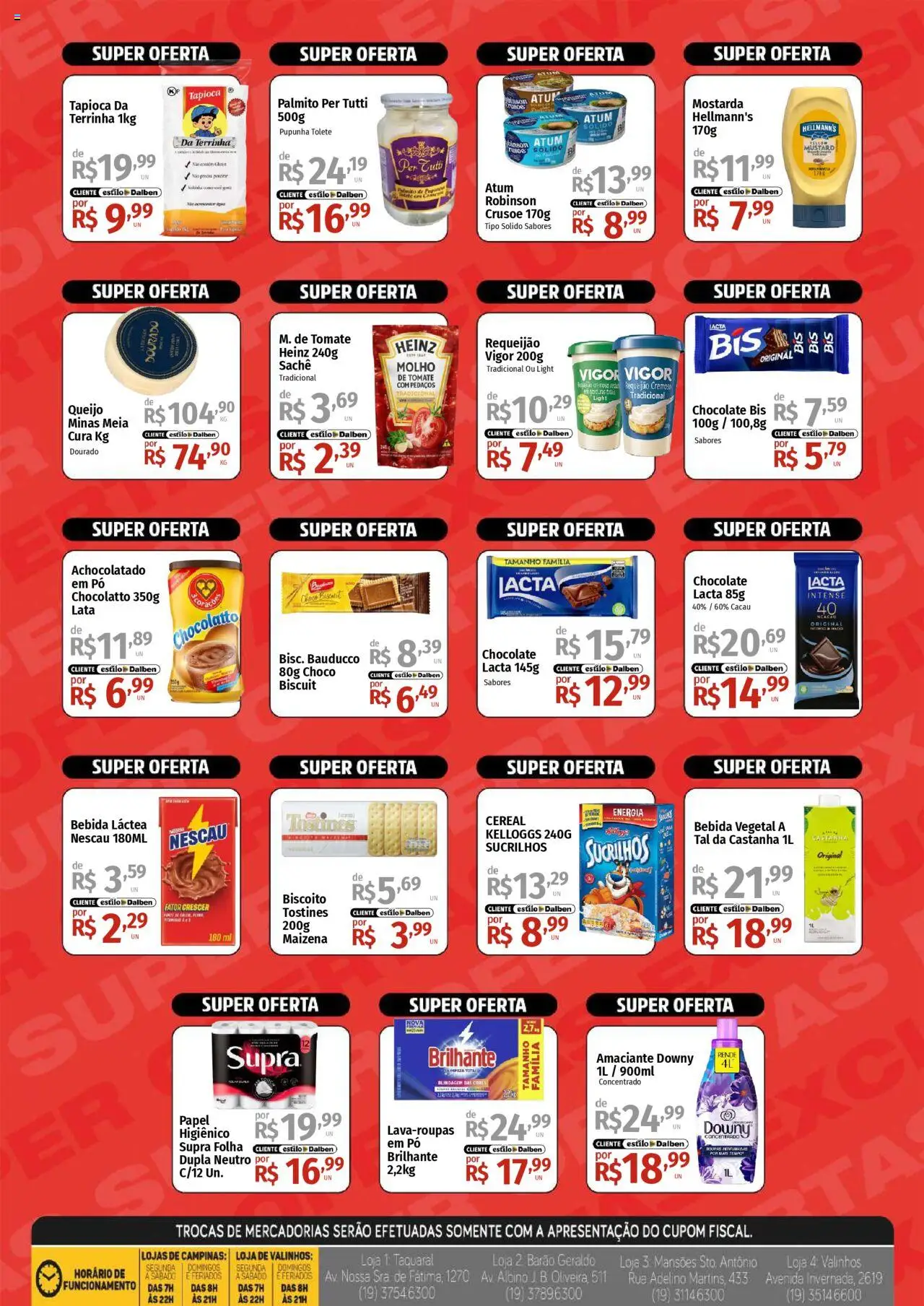 Supermercado Dalben Folheto - válido de 13.10.2025 | Página: 2 | Produtos: Palmito, Queijo, Sucrilhos, Requeijão