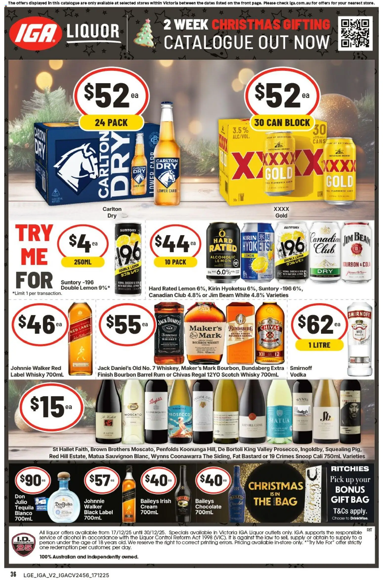 IGA catalogue - valid from 17.12.2025 | Page: 5 | Products: Chocolate, Whiskey, Rum, Bag