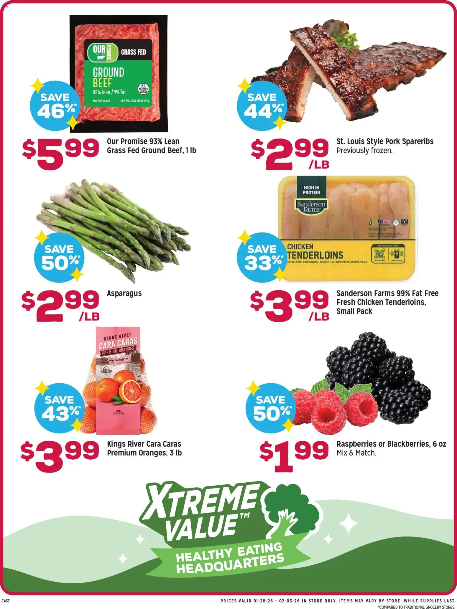 Grocery Outlet Weekly Ad - OH - valid from 28.01.2026 | Page: 2 | Products: Asparagus, Pork, Oranges, Beef