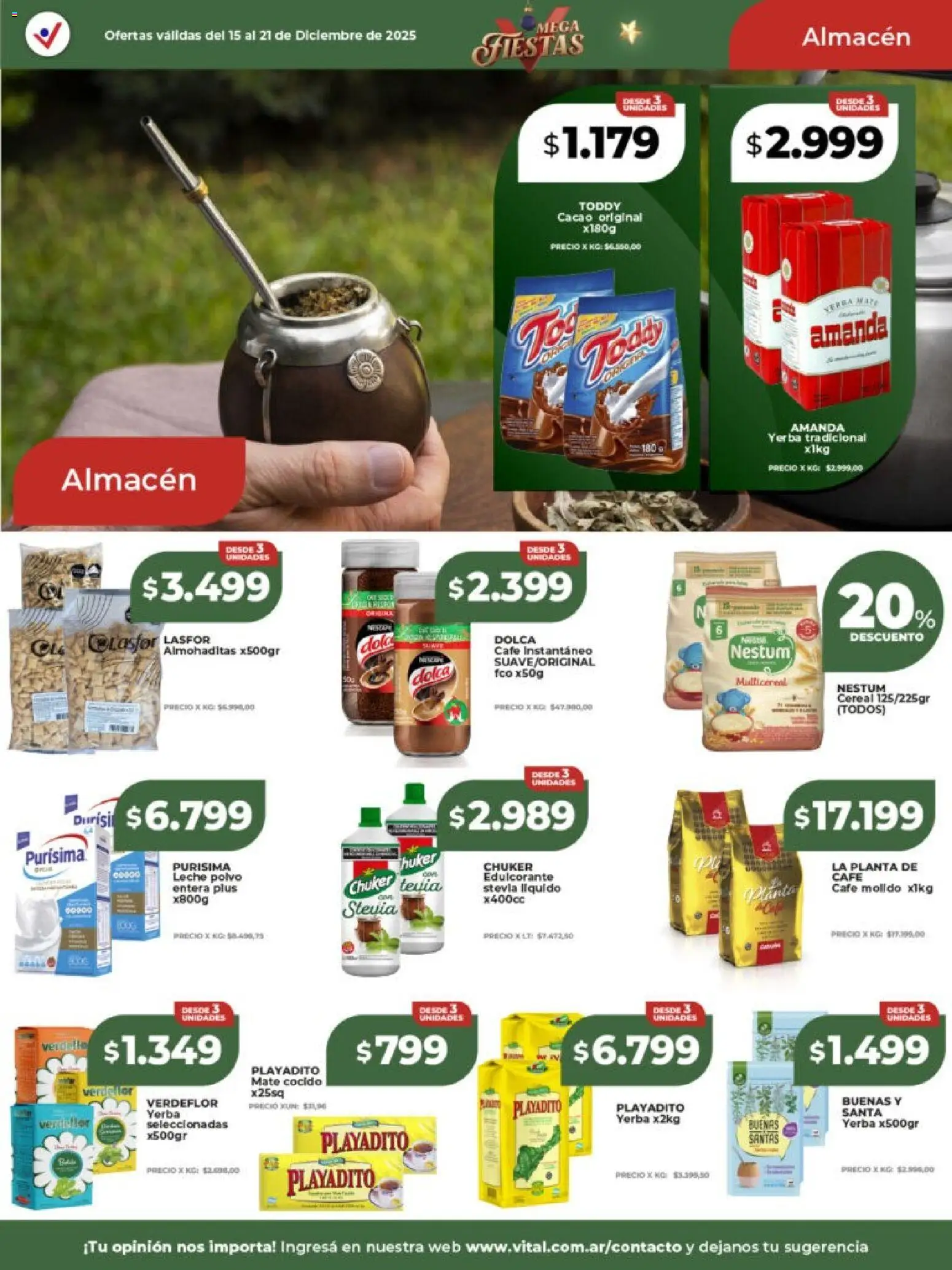 Vital - Ofertas │ válido desde el 15.12.2025 | Página: 14 | Productos: Edulcorante, Leche, Café, Cacao