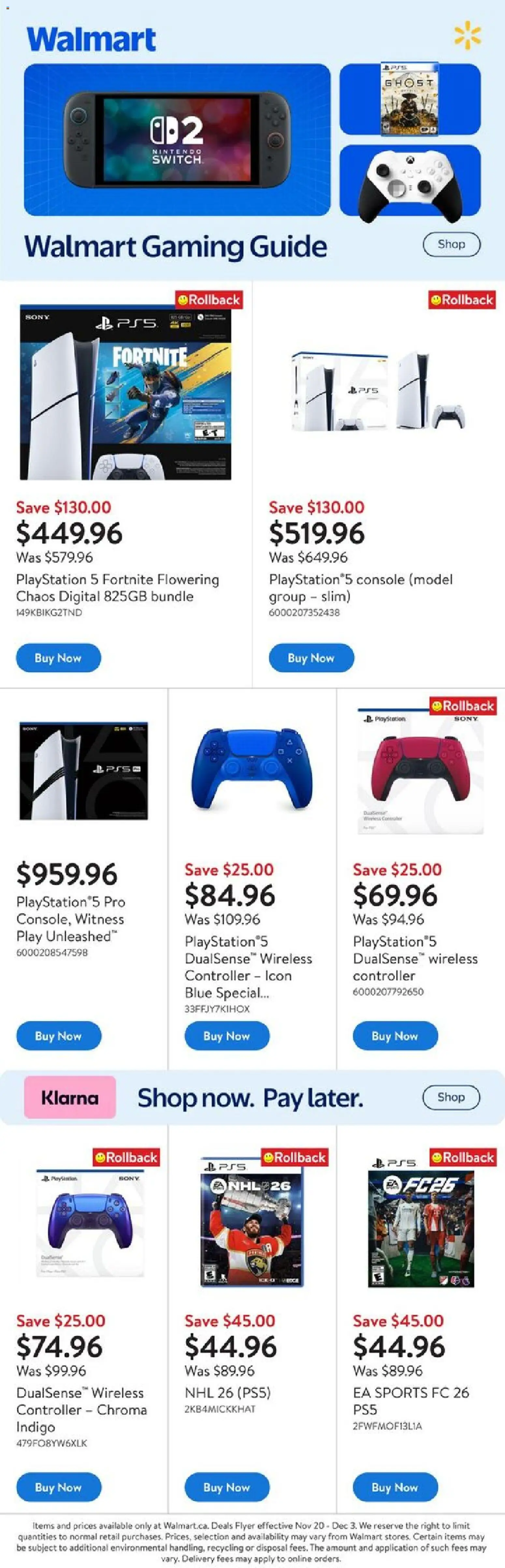 Walmart flyer valid from 20.11.2025 | Page: 1 | Products: Playstation