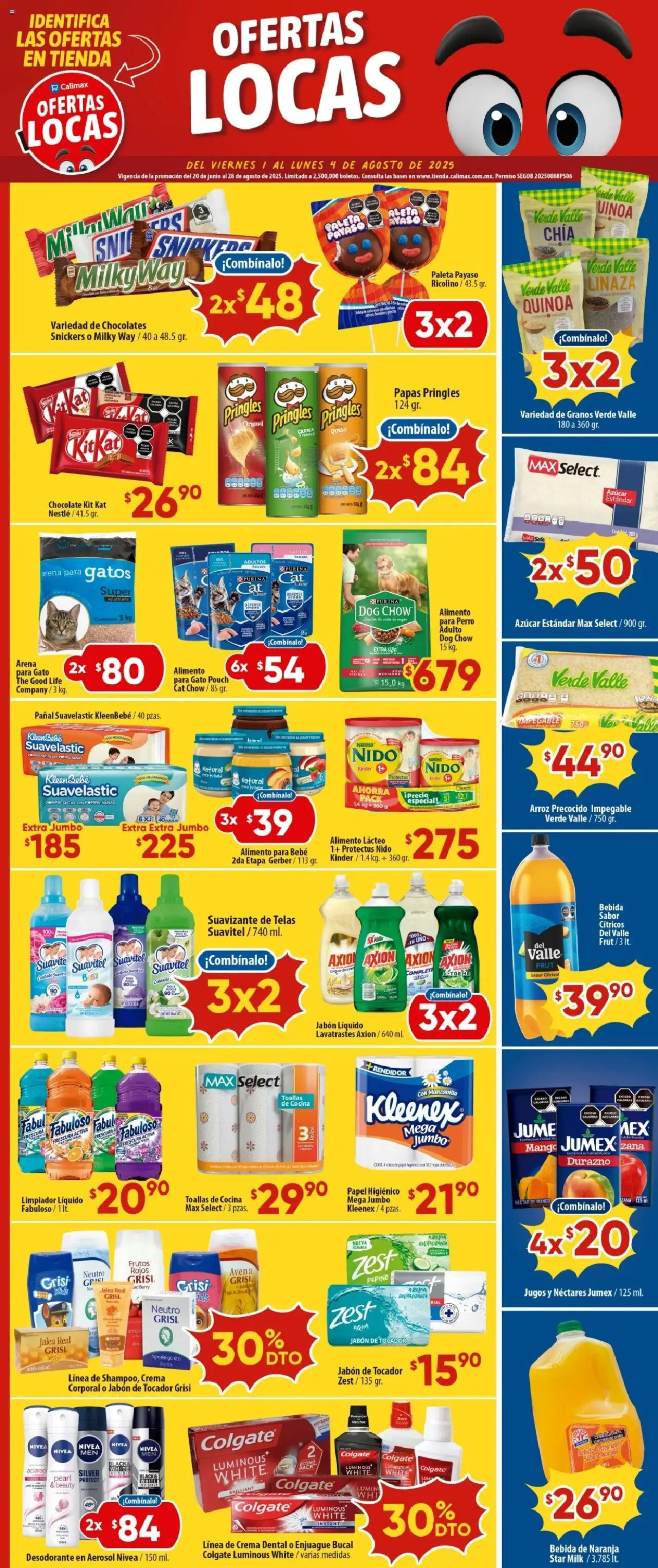 Nuevas ofertas de Calimax válidas en toda la República Mexicana desde el 01.08.2025. ¡Encuentra las mejores ofertas en Calimax - Folleto Mexicali! | Página: 4 | Productos: Queso, Chocolate, Limpiador, Papel higiénico
