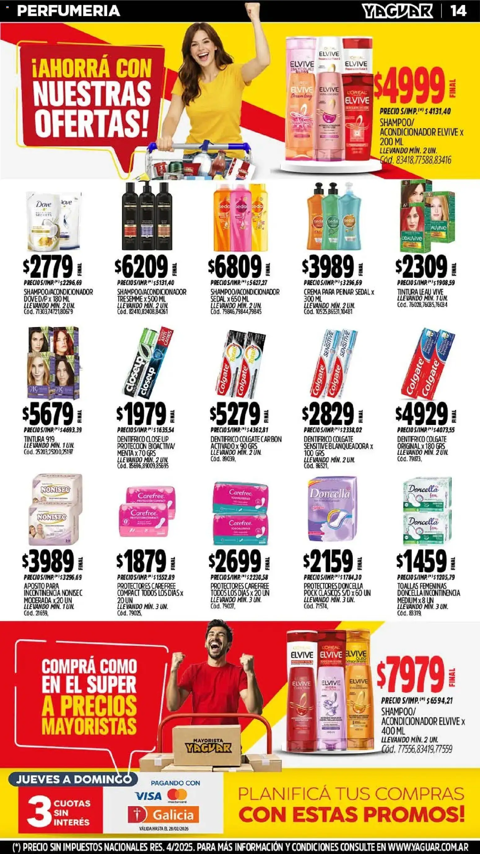 Yaguar - Oferta Semanal Jujuy │ válido desde el 23.02.2026 | Página: 14 | Productos: Toallas, Tintura, Acondicionador, Crema