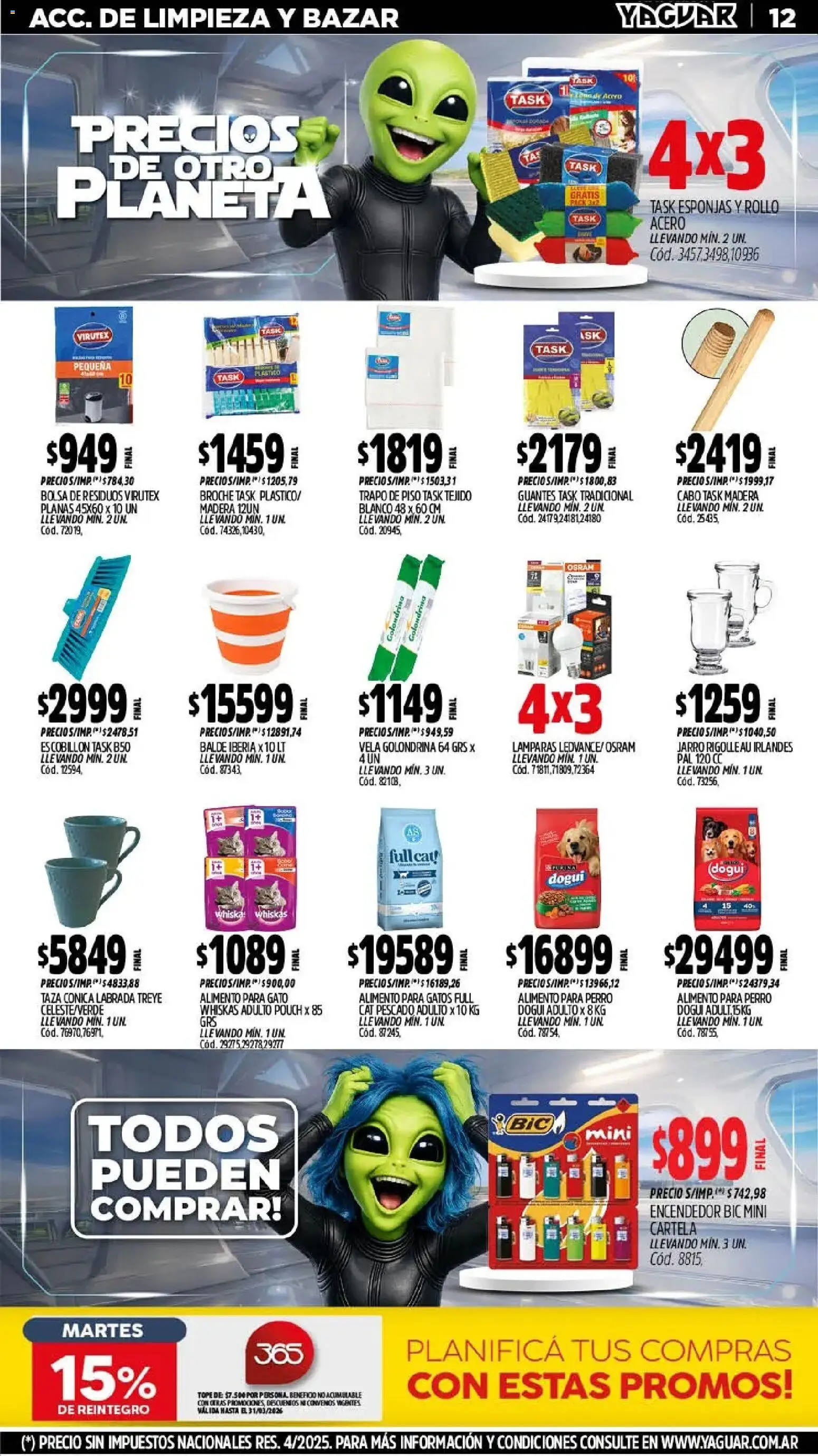Yaguar - Oferta Semanal Santa Fé │ válido desde el 02.03.2026 | Página: 12 | Productos: Vela, Pescado, Taza, Escobillon