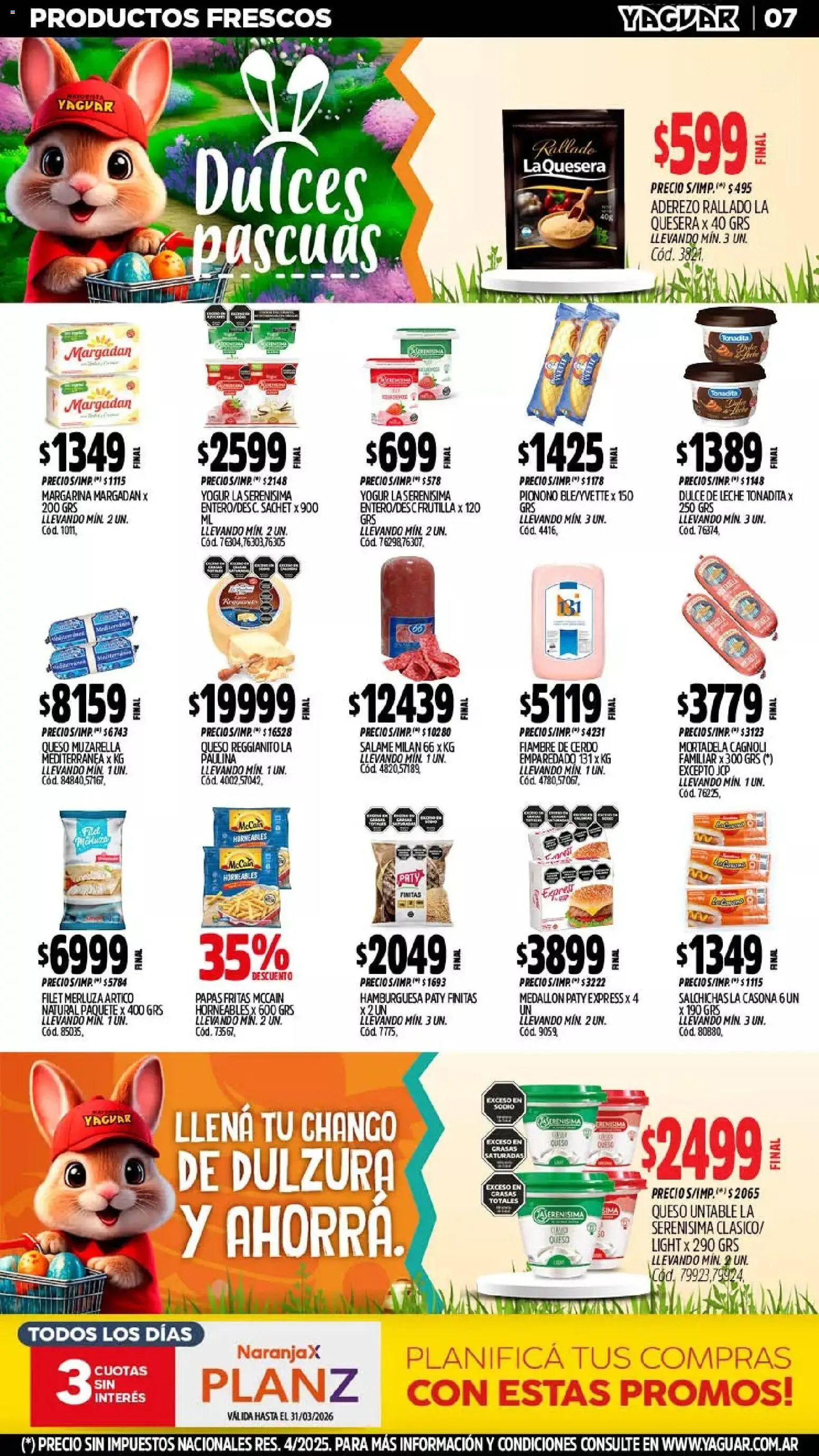 Yaguar - Oferta Semanal General Roca │ válido desde el 23.03.2026 | Página: 7 | Productos: Frutilla, Aderezo, Margarina, Papas fritas