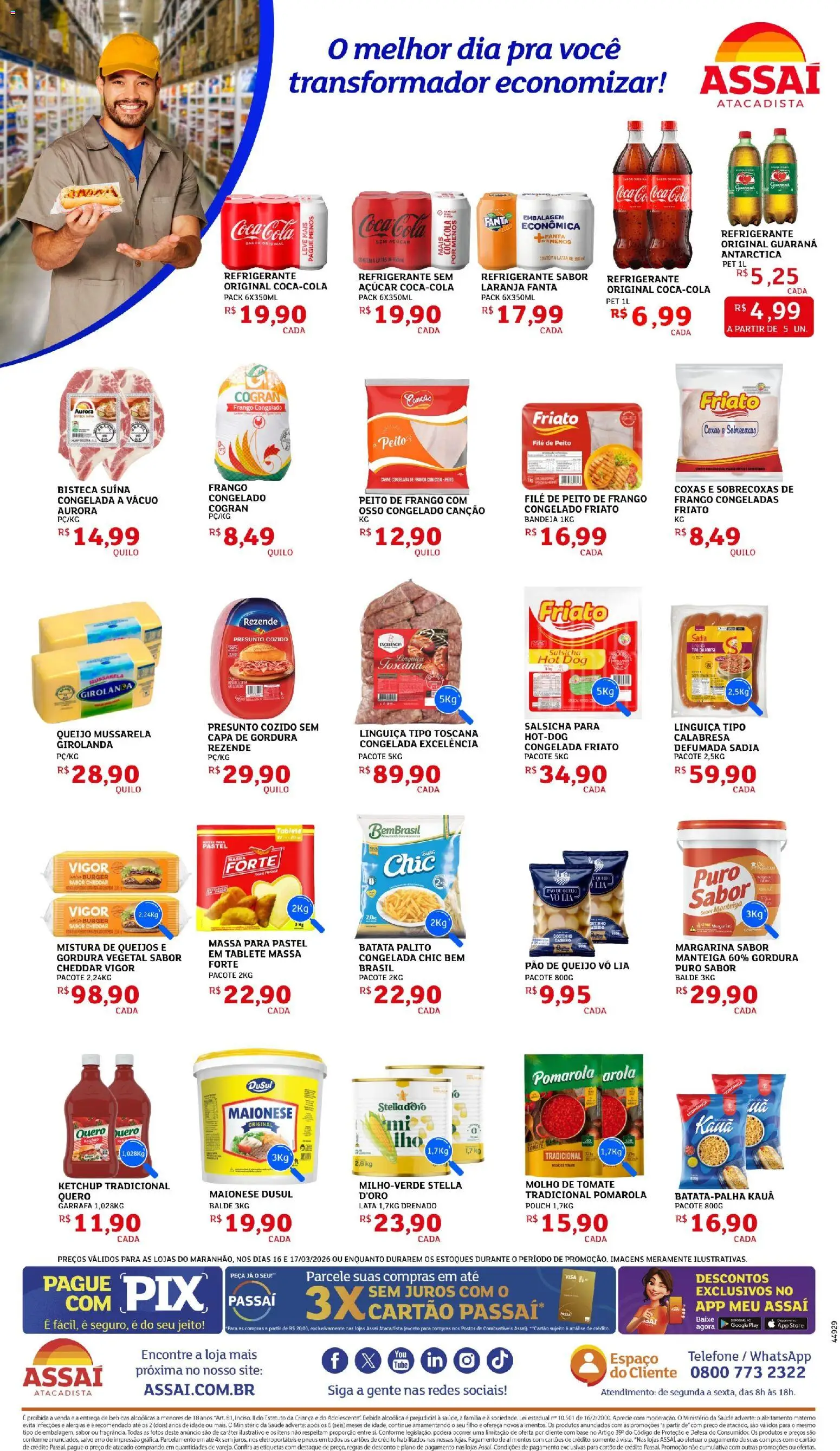 Assaí Atacadista Folheto - válido de 16.03.2026 | Página: 2 | Produtos: Guaraná, Cheddar, Refrigerante, Frango