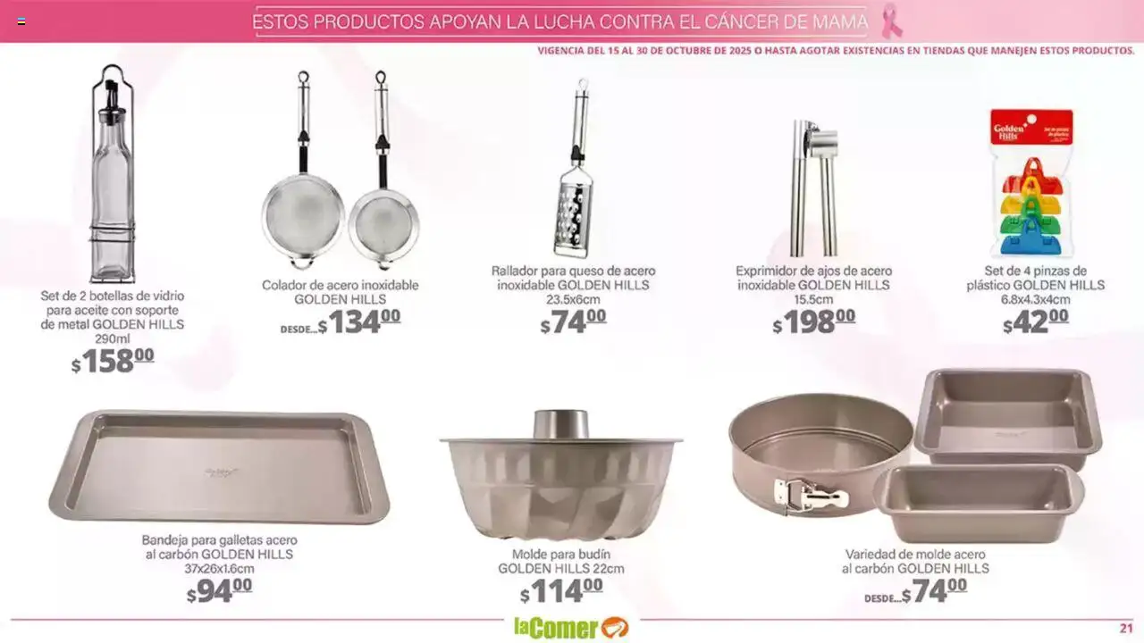 Nuevas ofertas de La Comer válidas en toda la República Mexicana desde el 15.10.2025. ¡Encuentra las mejores ofertas en La Comer - Folleto! | Página: 21 | Productos: Bandeja, Colador, Aceite, Exprimidor