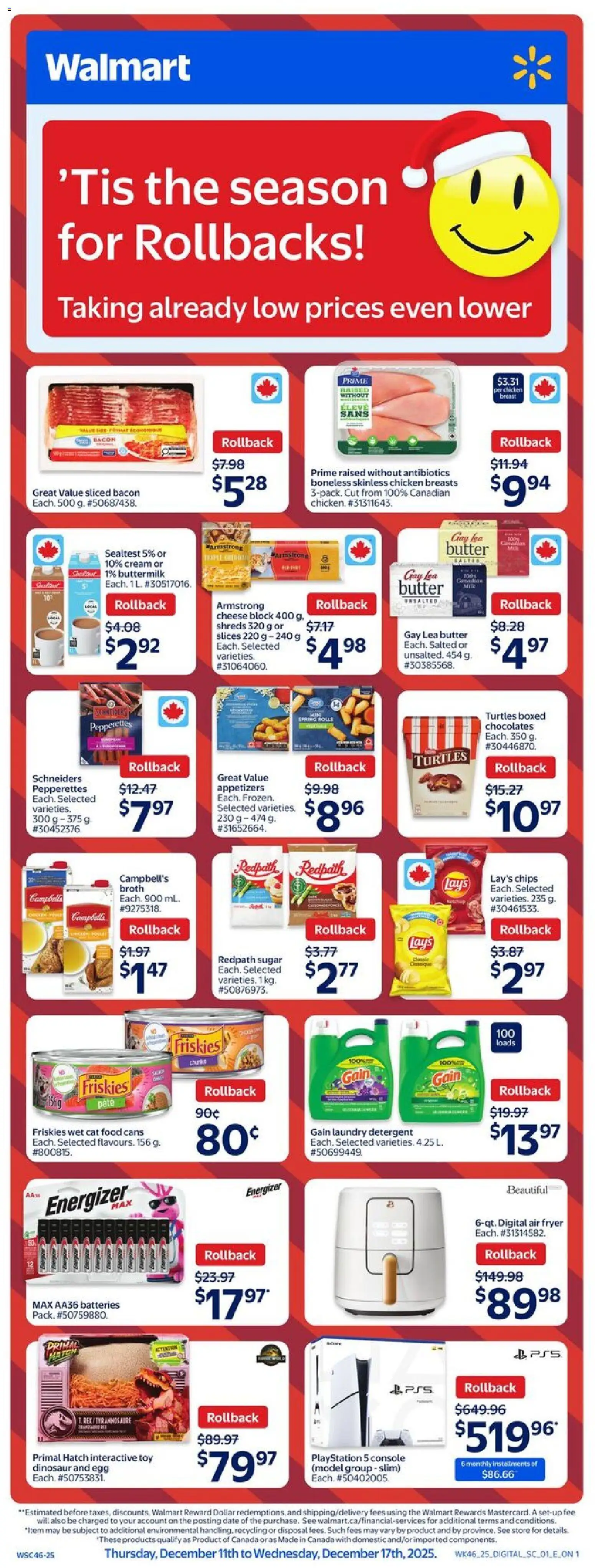 Walmart flyer valid from 11.12.2025 | Page: 1 | Products: Chips, Fryer, Butter, Chicken