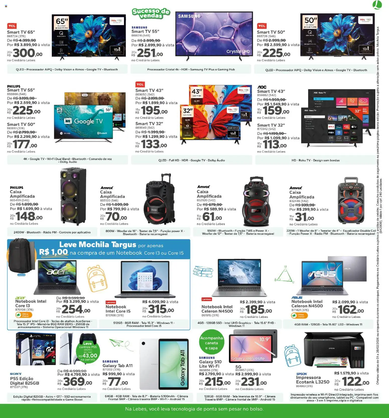 Lebes Folheto - válido de 01.02.2026 | Página: 15 | Produtos: Caneta, Tv, PC, Áudio
