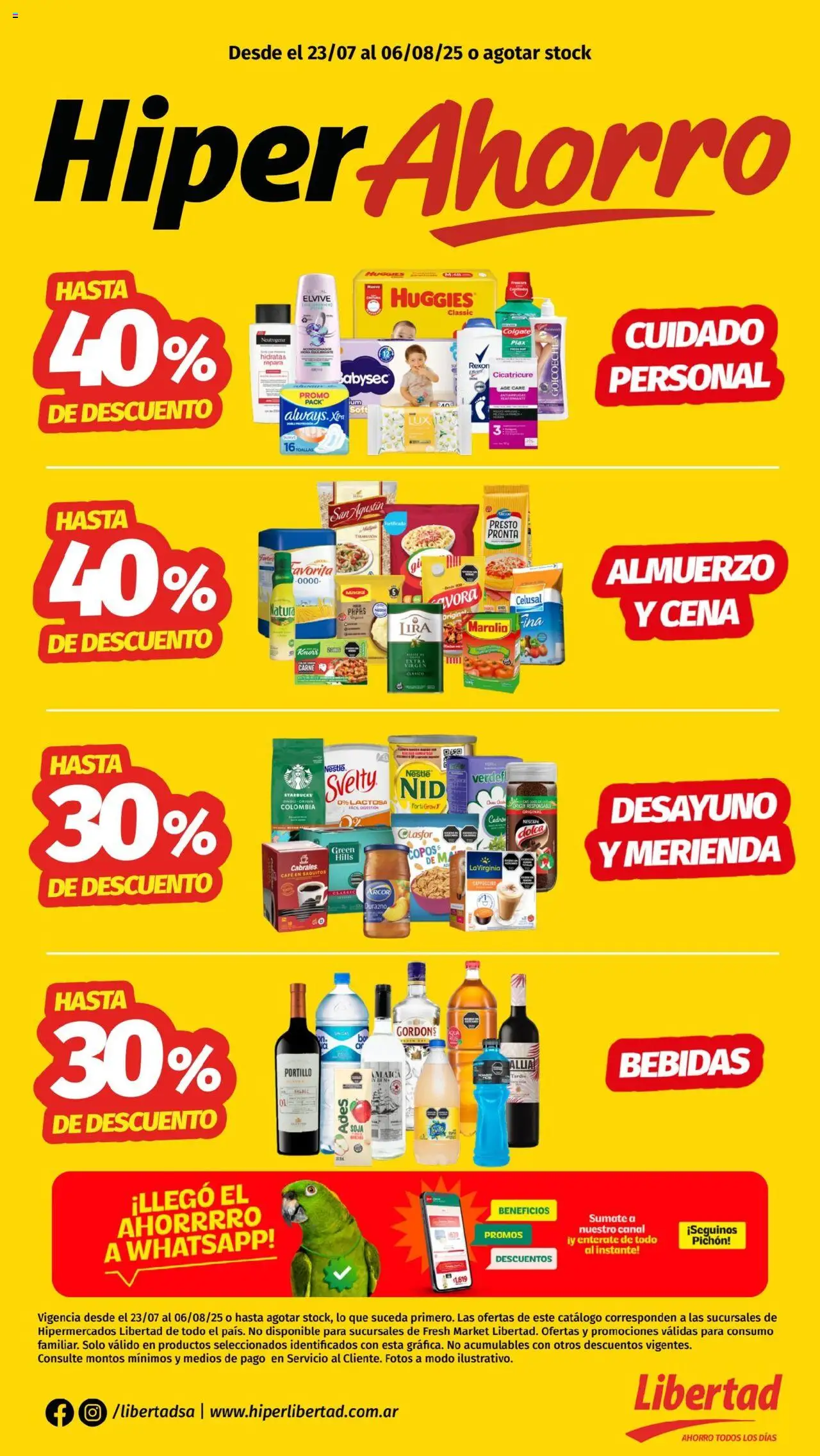 Hipermercado Libertad catálogo │ válido desde el 23.07.2025 | Página: 1 | Productos: Copos, Toallas, Durazno, Café