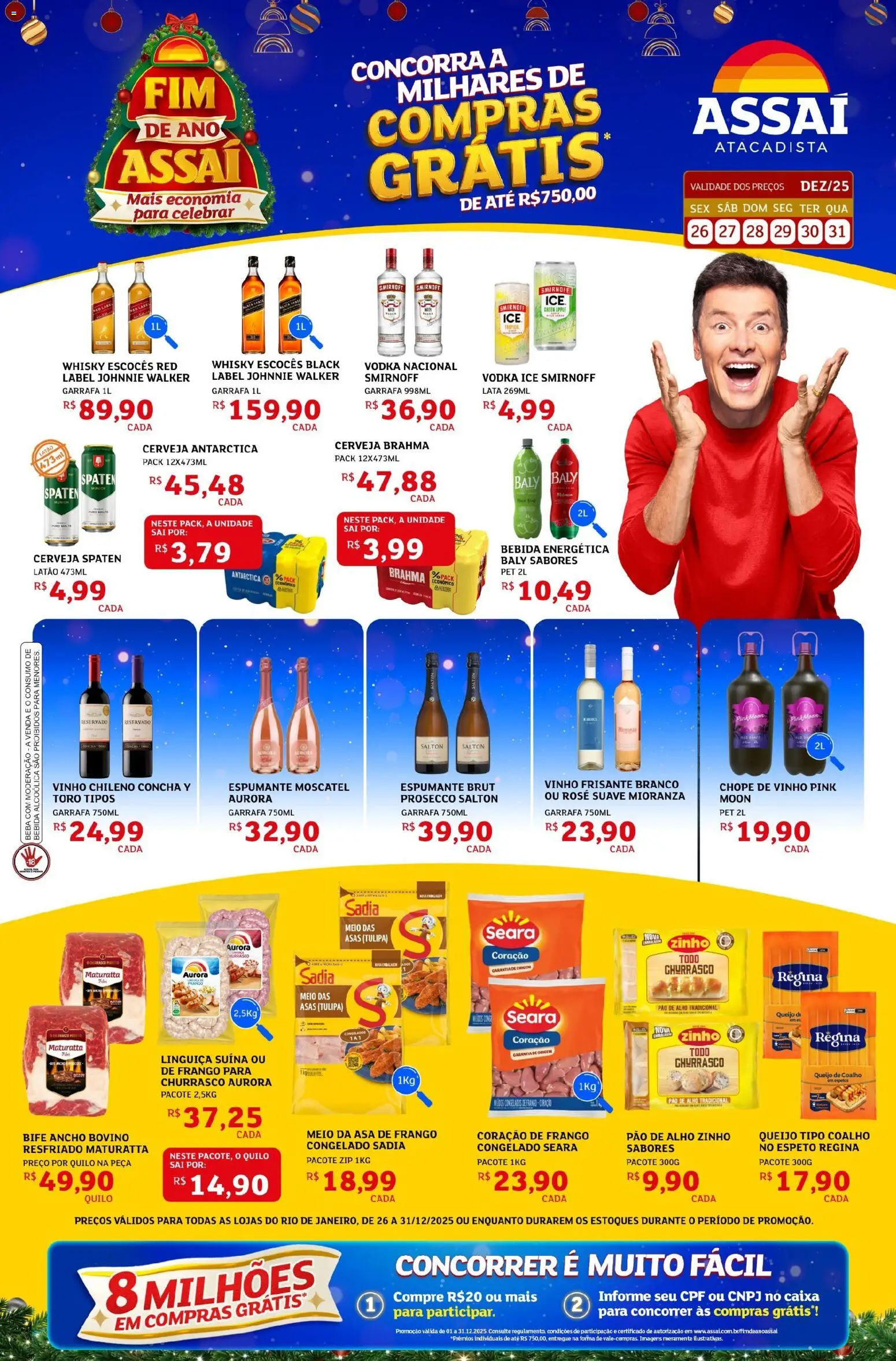 Assaí Atacadista Folheto - válido de 26.12.2025 | Página: 1 | Produtos: Espumante, Whisky, Coração de frango, Bebida