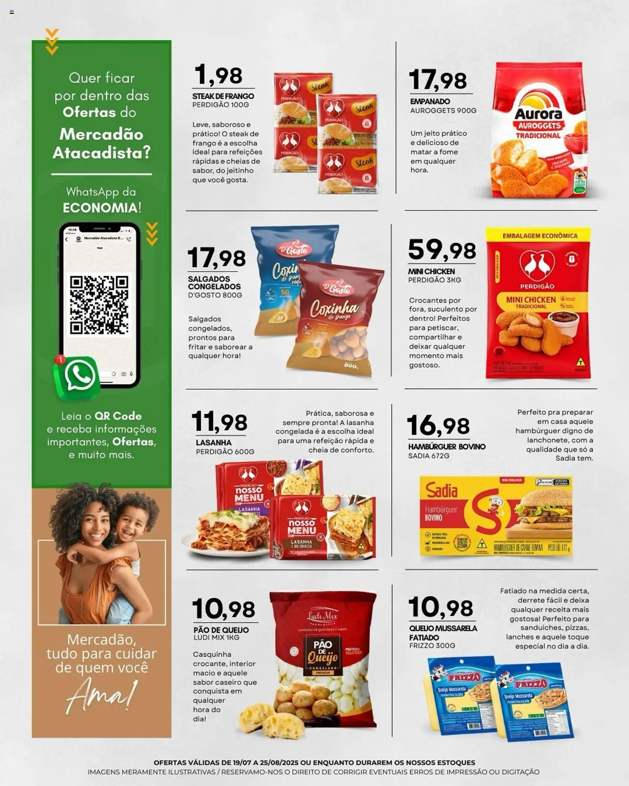 Mercadão Atacadista Folheto - válido de 19.08.2025 | Página: 3 | Produtos: Hambúrguer, Lasanha, Frango, Mussarela