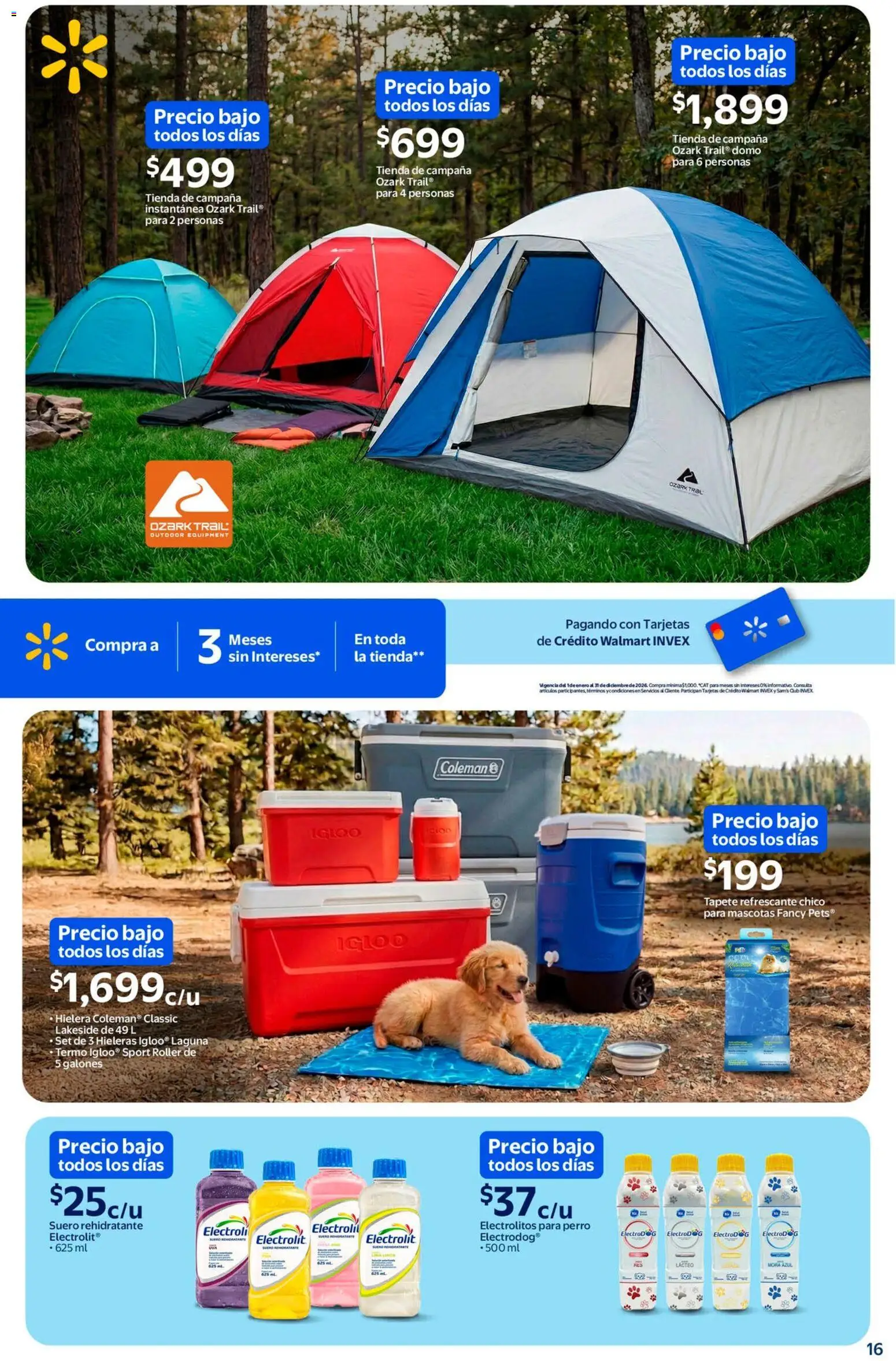 Nuevas ofertas de Walmart válidas en toda la República Mexicana desde el 05.03.2026. ¡Encuentra las mejores ofertas en Walmart folleto Sol, arena y bronceador a precios bajos! | Página: 16 | Productos: Hielera, Tapete, Termo, Campana