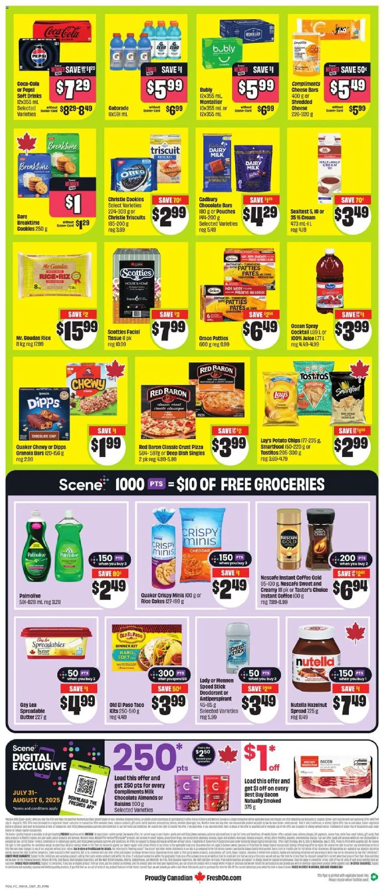 FreshCo flyer valid from 31.07.2025 | Page: 3 | Products: Bed, Coffee, Chocolate, Juice