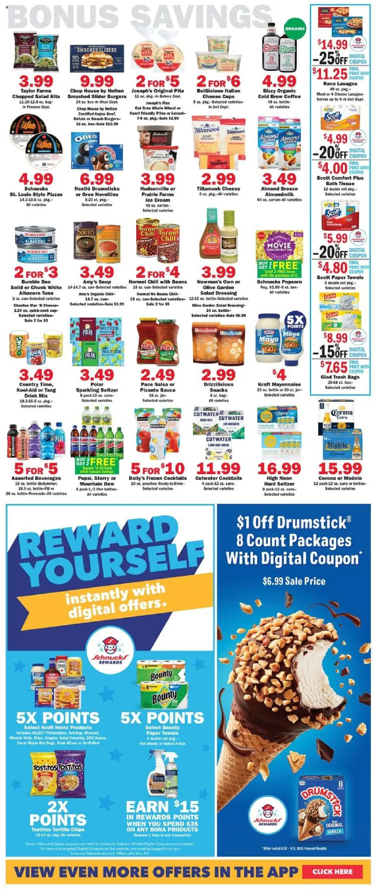 Schnucks Ad - valid from 27.08.2025 | Page: 5 | Products: Chips, Ice cream, Salad, Mayonnaise