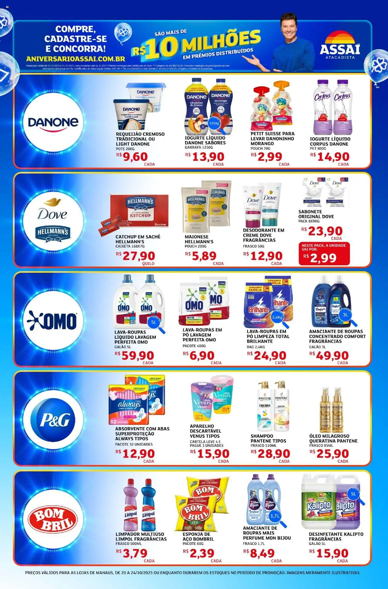 Assaí Atacadista Folheto - válido de 20.10.2025 | Página: 5 | Produtos: Esponja, Desodorante, Roupas, Dove