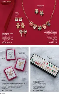 Preview of Holiday Gift Box Charm Necklace and Earring Set, Coloured stones set in goldtone. Necklace, 42 cm L with 9 cm extender. Pierced earrings, 1 cm L. from shop Avon valid from 04.12.2025 | Page: 22 | Products: Box