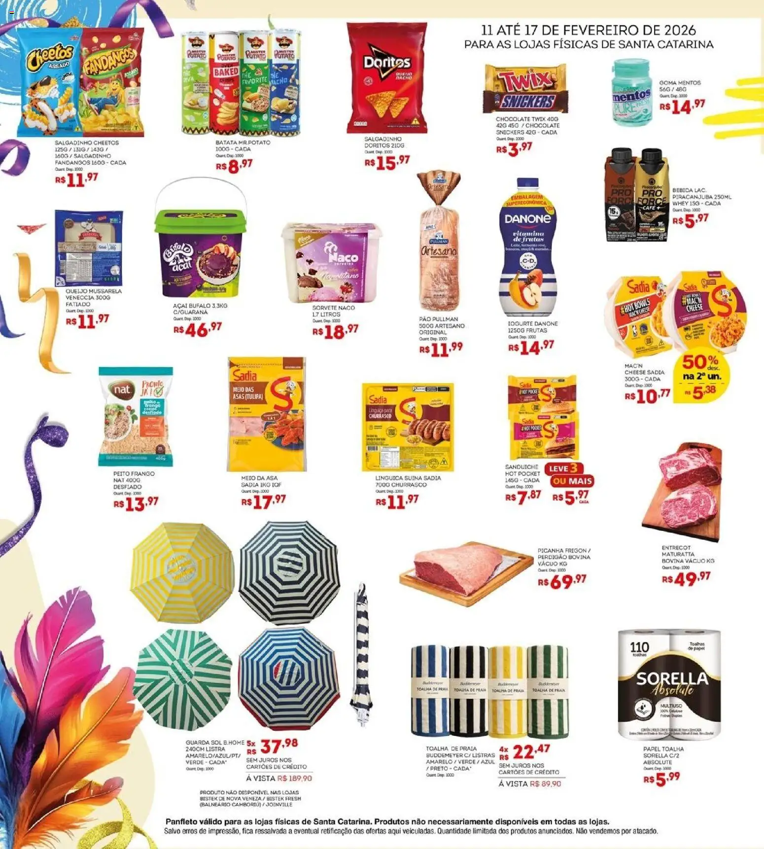 Bistek Supermercados Folheto - válido de 11.02.2026 | Página: 4 | Produtos: Papel toalha, Twix, Sanduíche, Sorvete