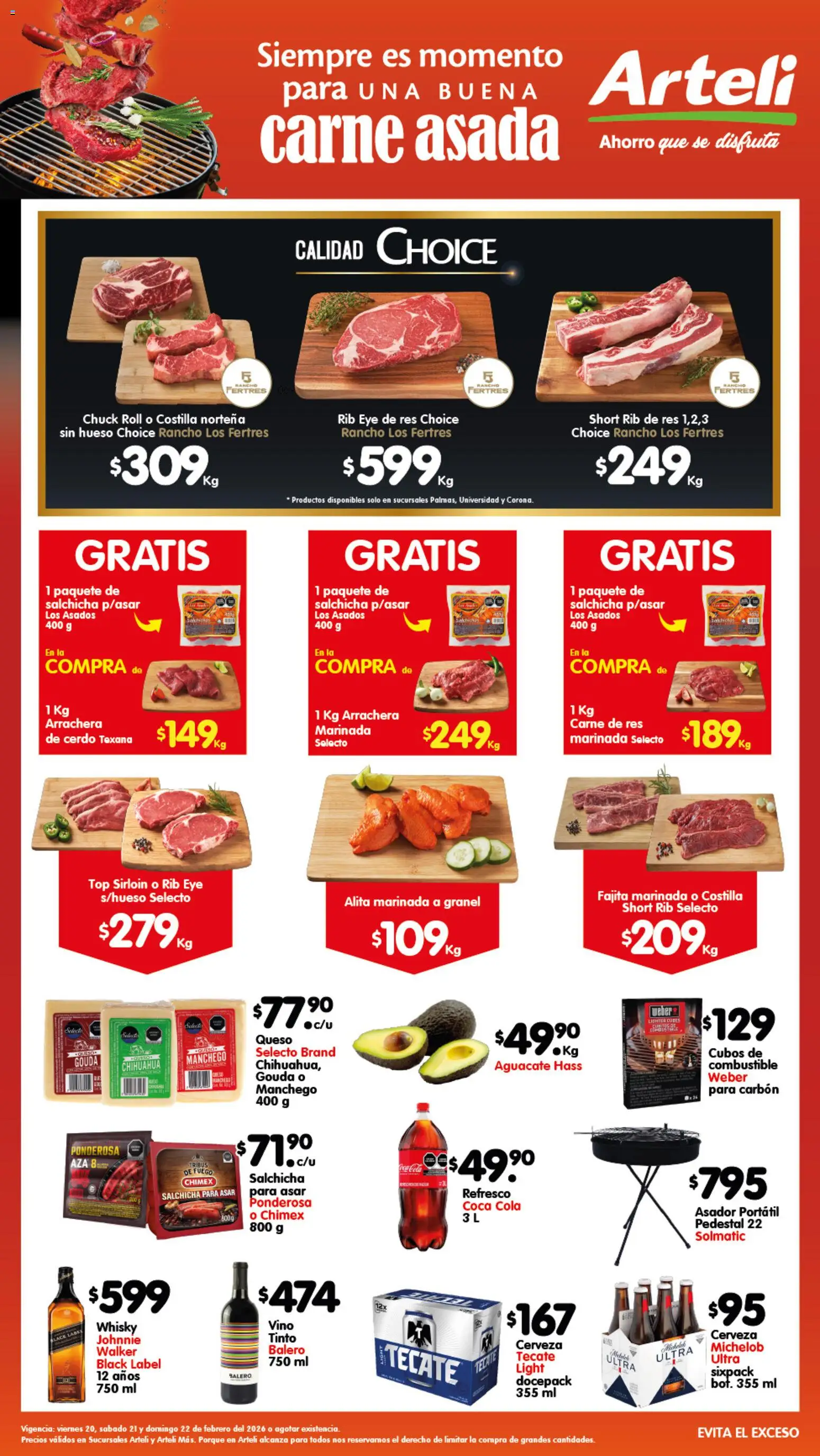 Nuevas ofertas de Arteli válidas en toda la República Mexicana desde el 20.02.2026. ¡Encuentra las mejores ofertas en Arteli folleto Carnes & Cortes! | Página: 1 | Productos: Refresco, Aguacate, Res, Whisky