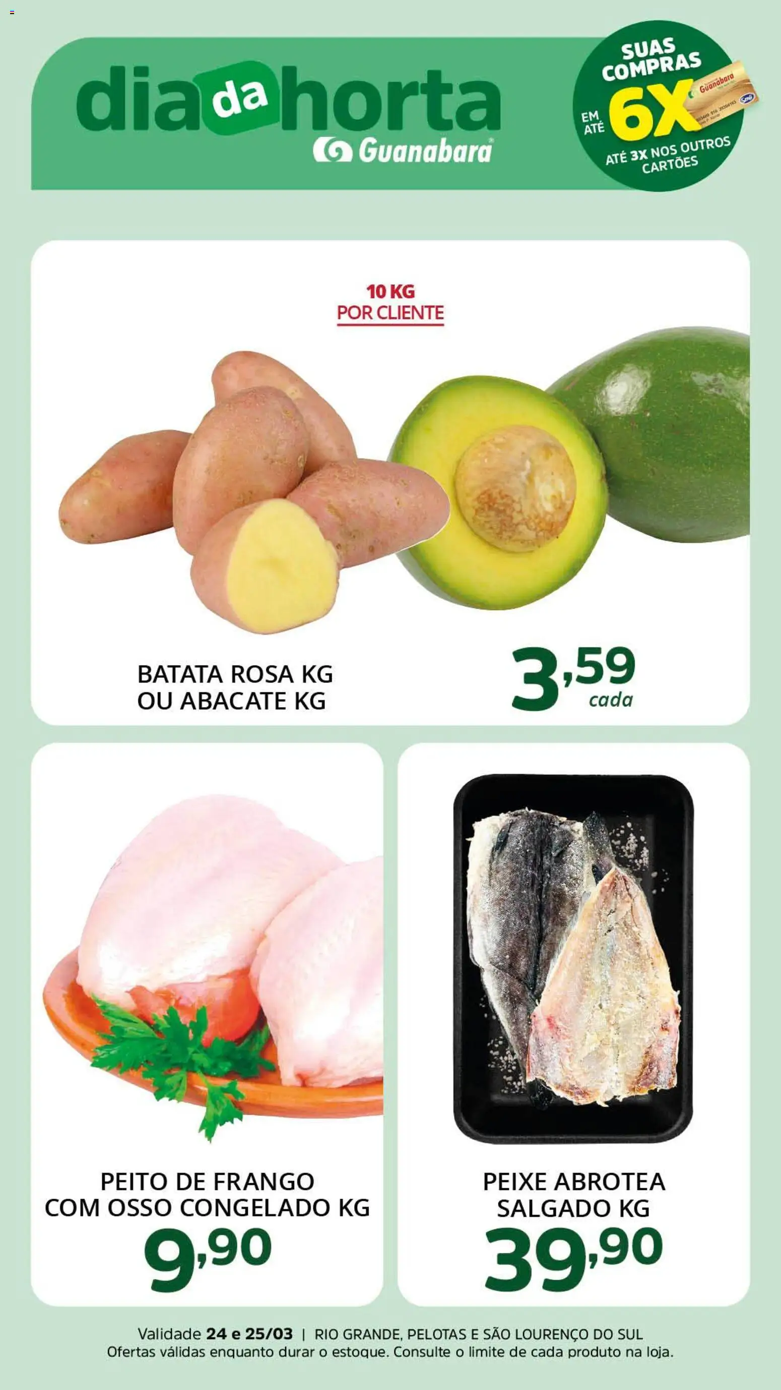 Supermercado Guanabara Folheto - válido de 24.03.2026 | Página: 3 | Produtos: Peixe, Batata, Frango, Peito de frango