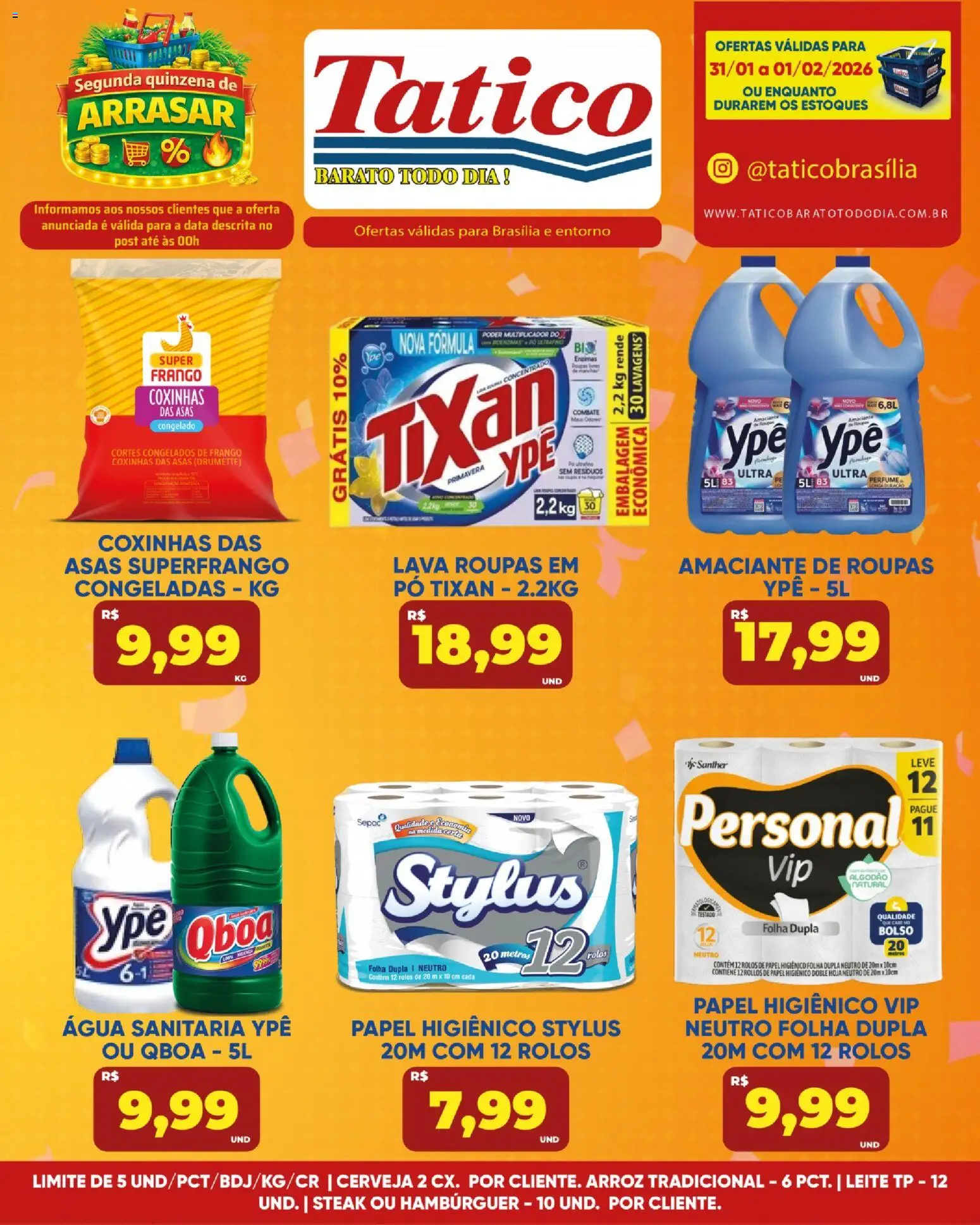 Tatico Folheto - válido de 31.01.2026 | Página: 13 | Produtos: Amaciante de roupas, Arroz, Hambúrguer, Algodão