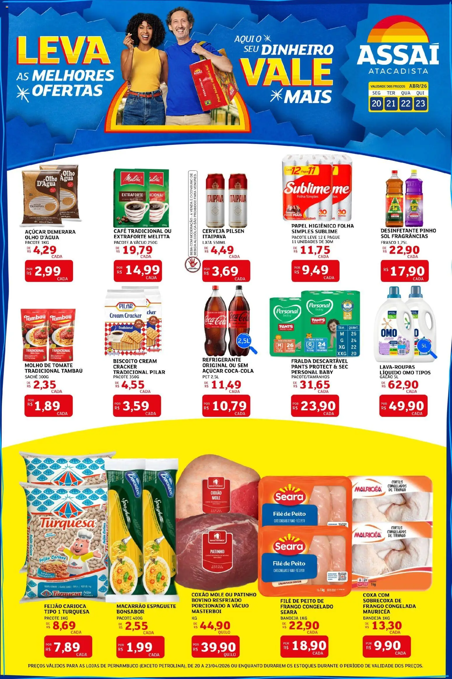 Assaí Atacadista Folheto - válido de 20.04.2026 | Página: 1 | Produtos: Feijão, Bandeja, Açúcar, Papel higiênico
