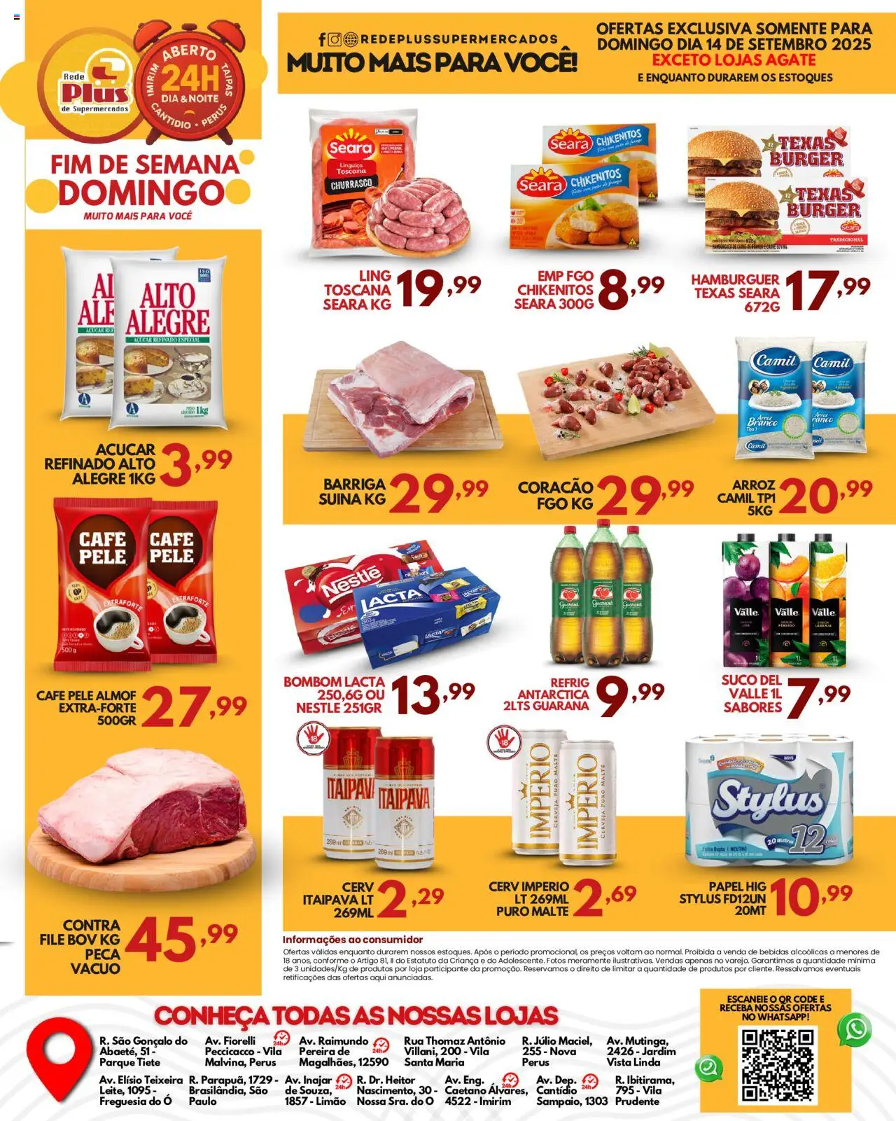 Rede Plus Supermercados Folheto - válido de 13.04.2025 | Página: 3 | Produtos: Linguiça, Café, Açúcar, Bombom