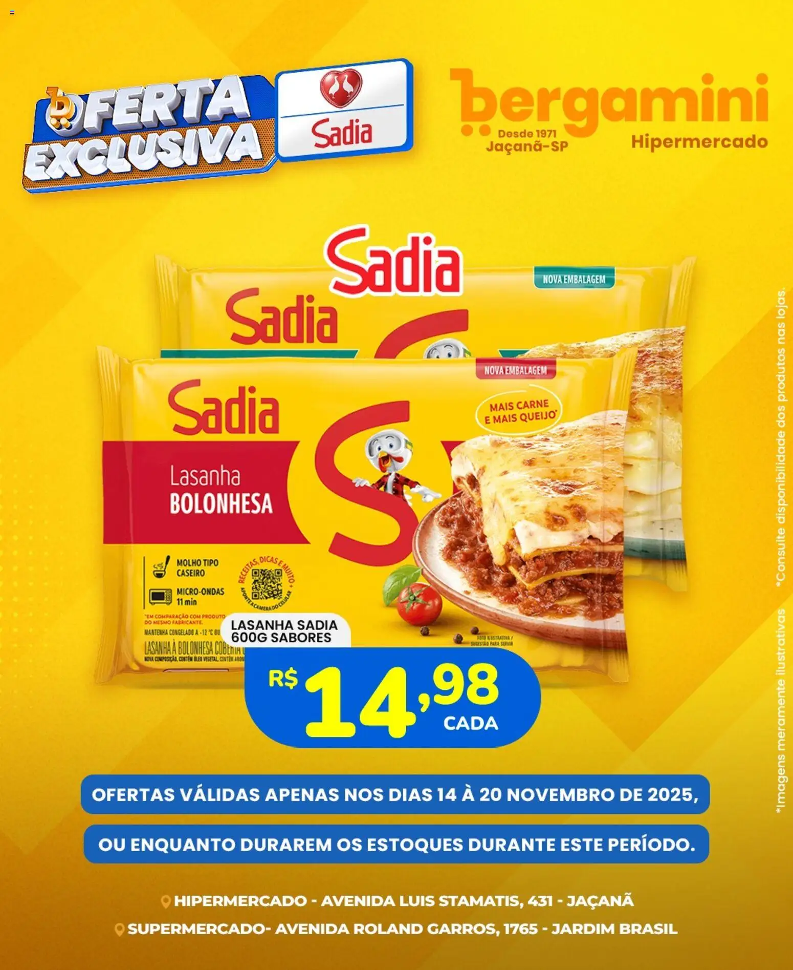 Supermercado Bergamini Folheto - válido de 14.11.2025 | Página: 7 | Produtos: Óleo, Microondas, Carne, Lasanha
