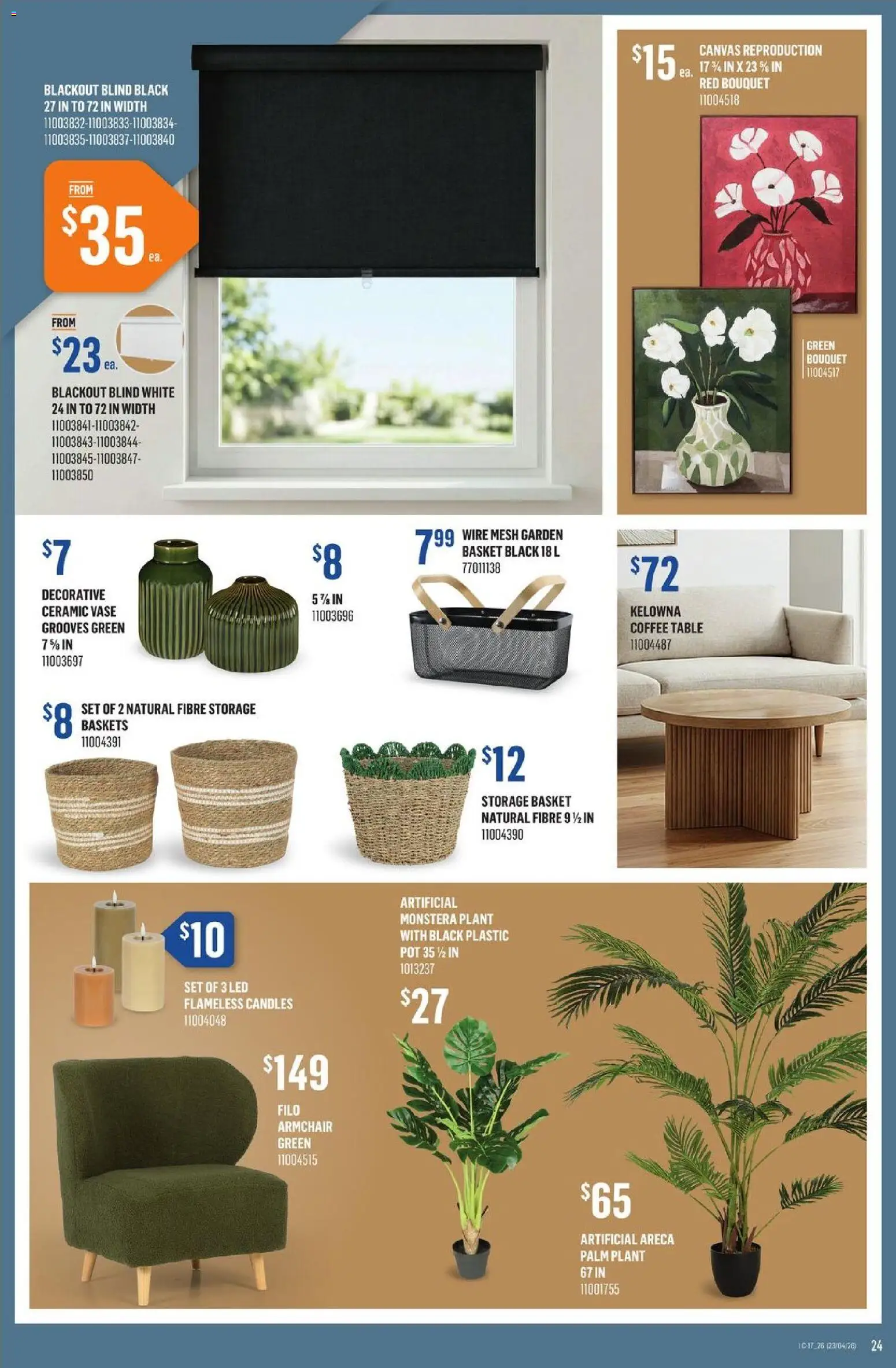 Canac flyer valid from 23.04.2026 | Page: 25 | Products: Table, Basket, Vase, Coffee