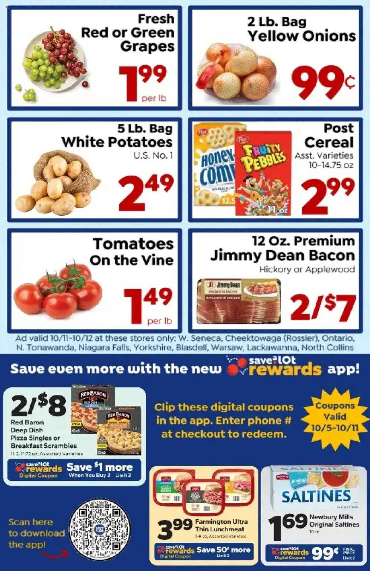 Save a Lot Ad - valid from 11.10.2025 | Page: 2 | Products: Clip, Pizza, Potatoes, Phone
