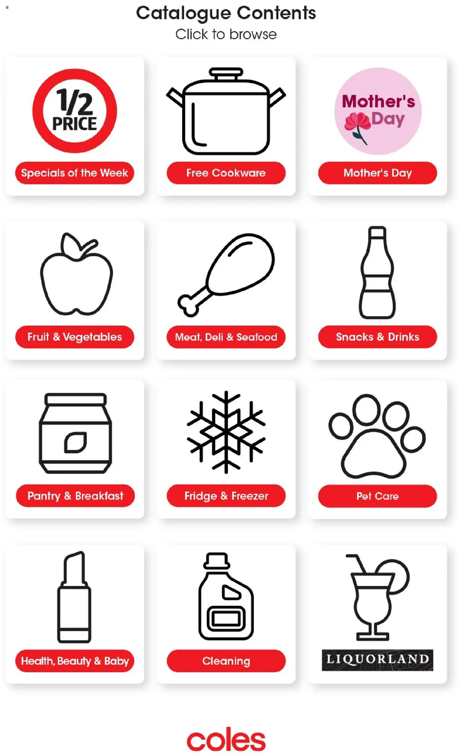 Coles catalogue - valid from 29.04.2026 | Page: 52 | Products: Cookware, Vegetables, Seafood, Fridge