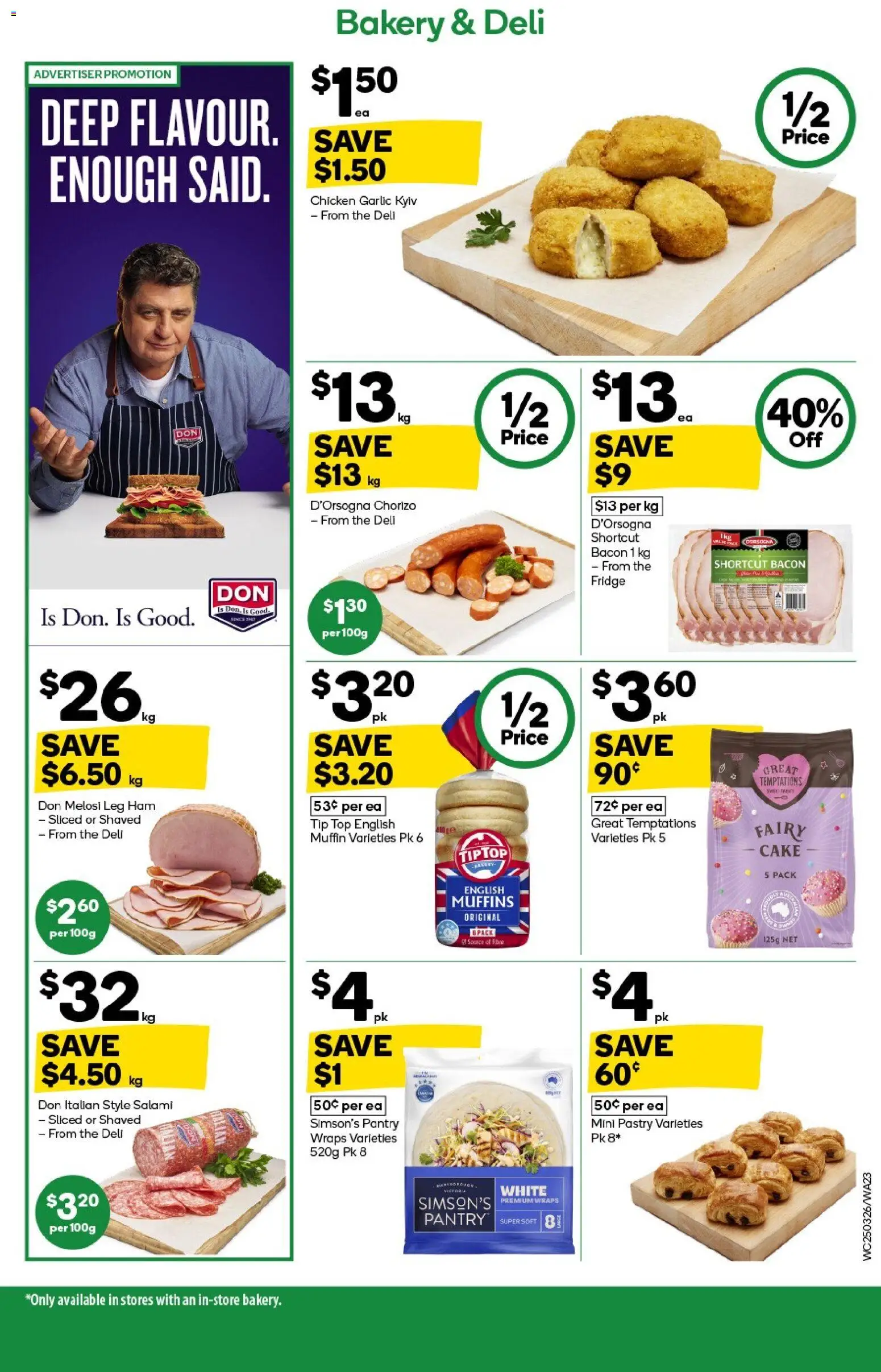Woolworths catalogue - valid from 25.03.2026 | Page: 23 | Products: Bacon, Salami, Muffins, Pastry