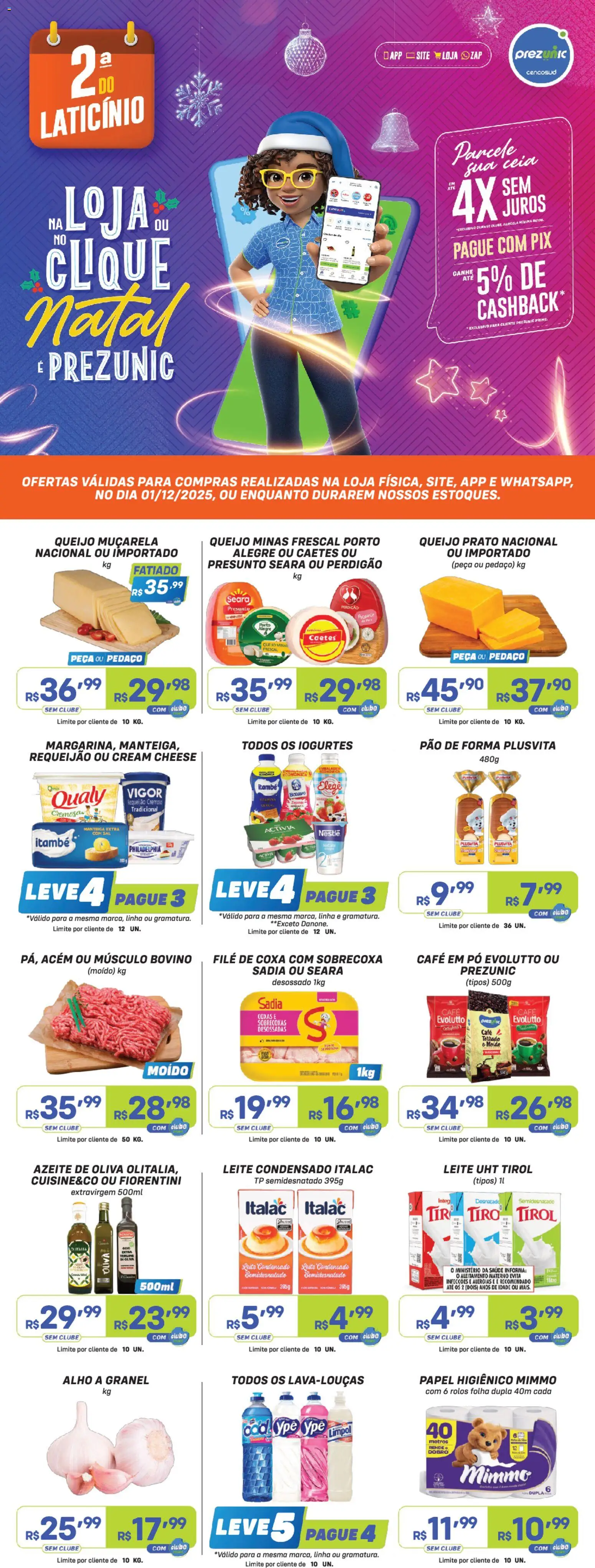 Prezunic Folheto - válido de 01.12.2025 | Página: 1 | Produtos: Alho, Pó, Café, Leite condensado