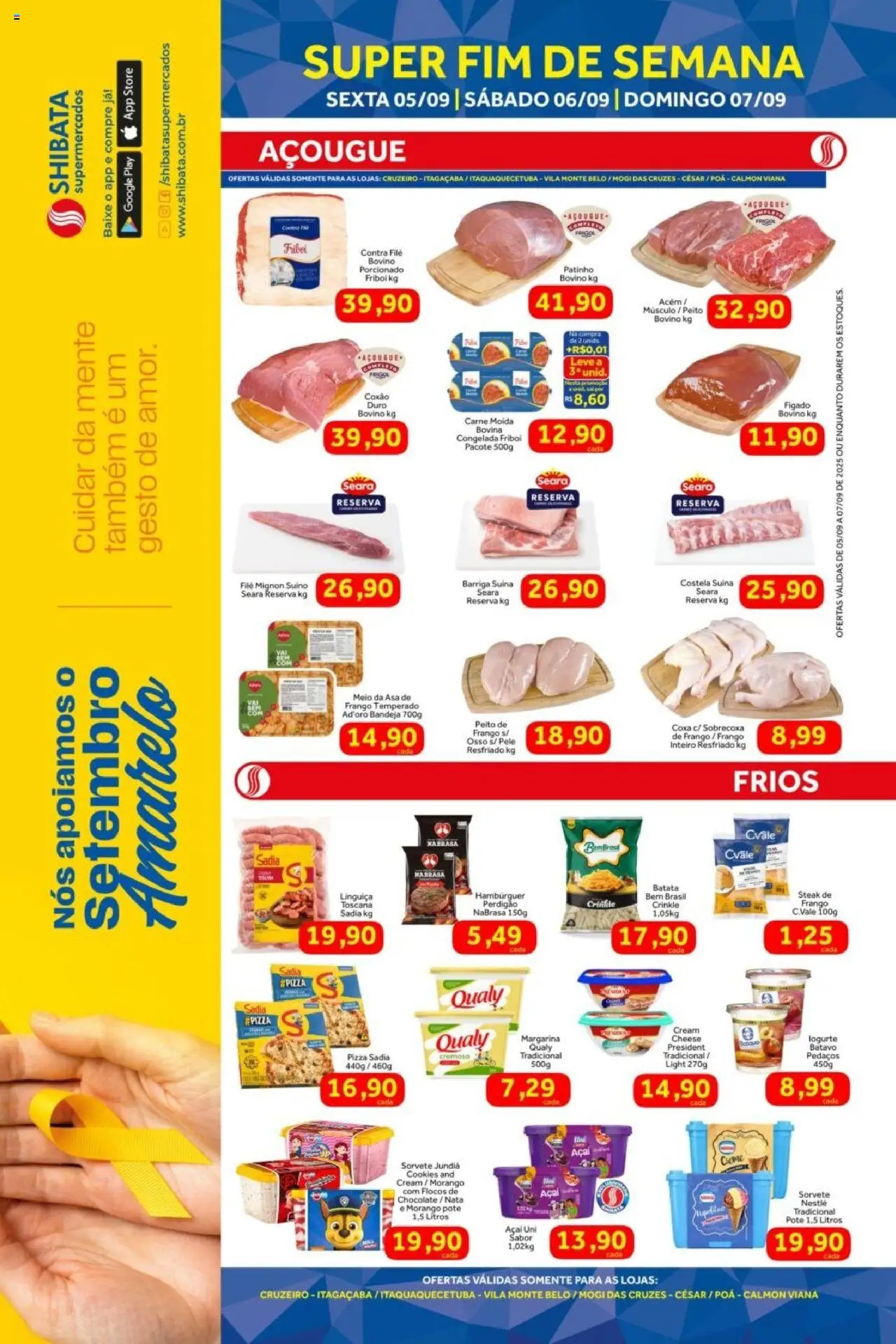 Shibata Folheto - válido de 05.09.2025 | Página: 1 | Produtos: Sorvete, Batata, Frango, Carne moída