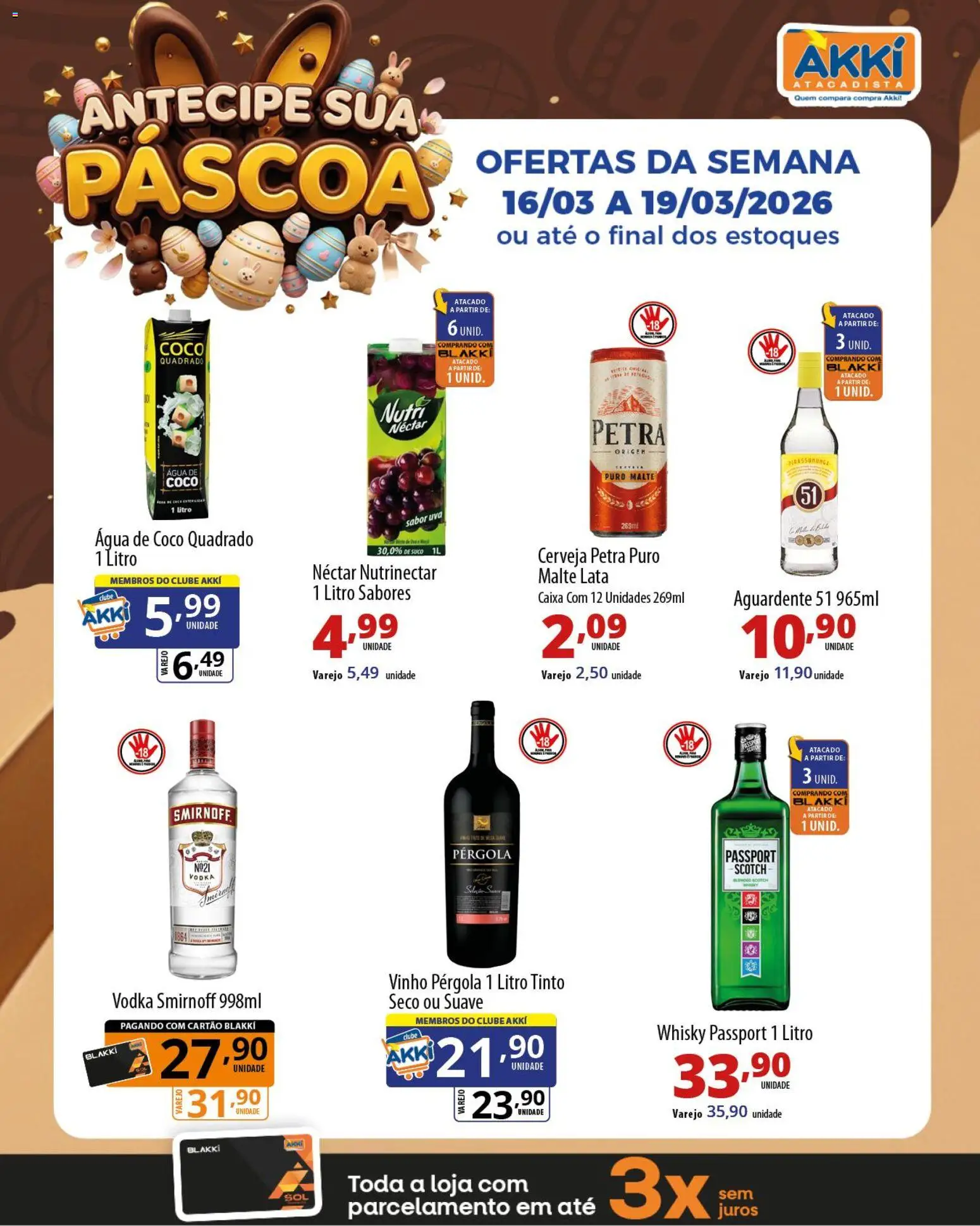 Akki Atacadista Folheto - válido de 16.03.2026 | Página: 5 | Produtos: Água de coco, Whisky, Vinho, Vodka