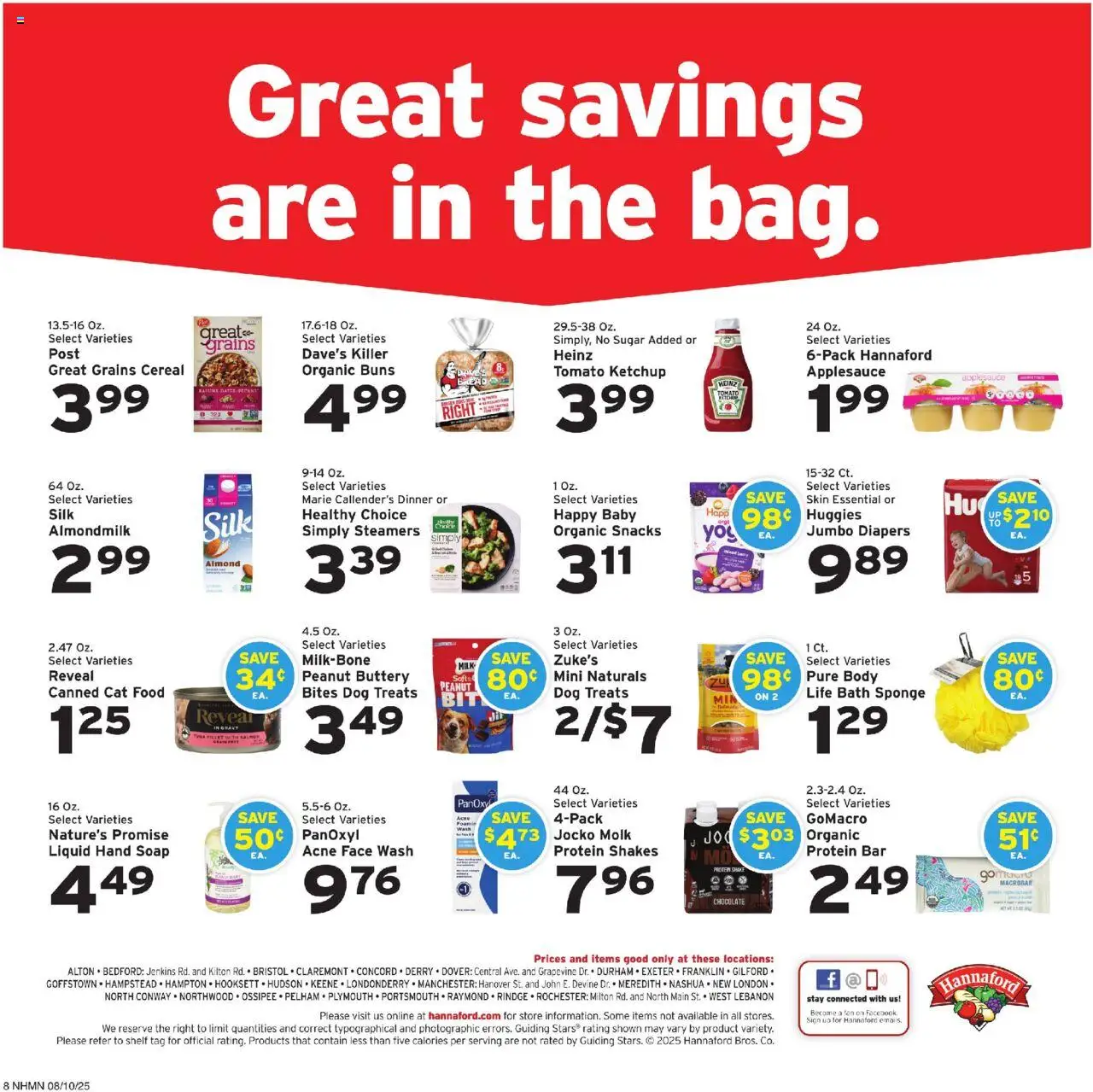 Hannaford Weekly Ad - valid from 10.08.2025 | Page: 8 | Products: Shelf, Ketchup, Sugar, Fan
