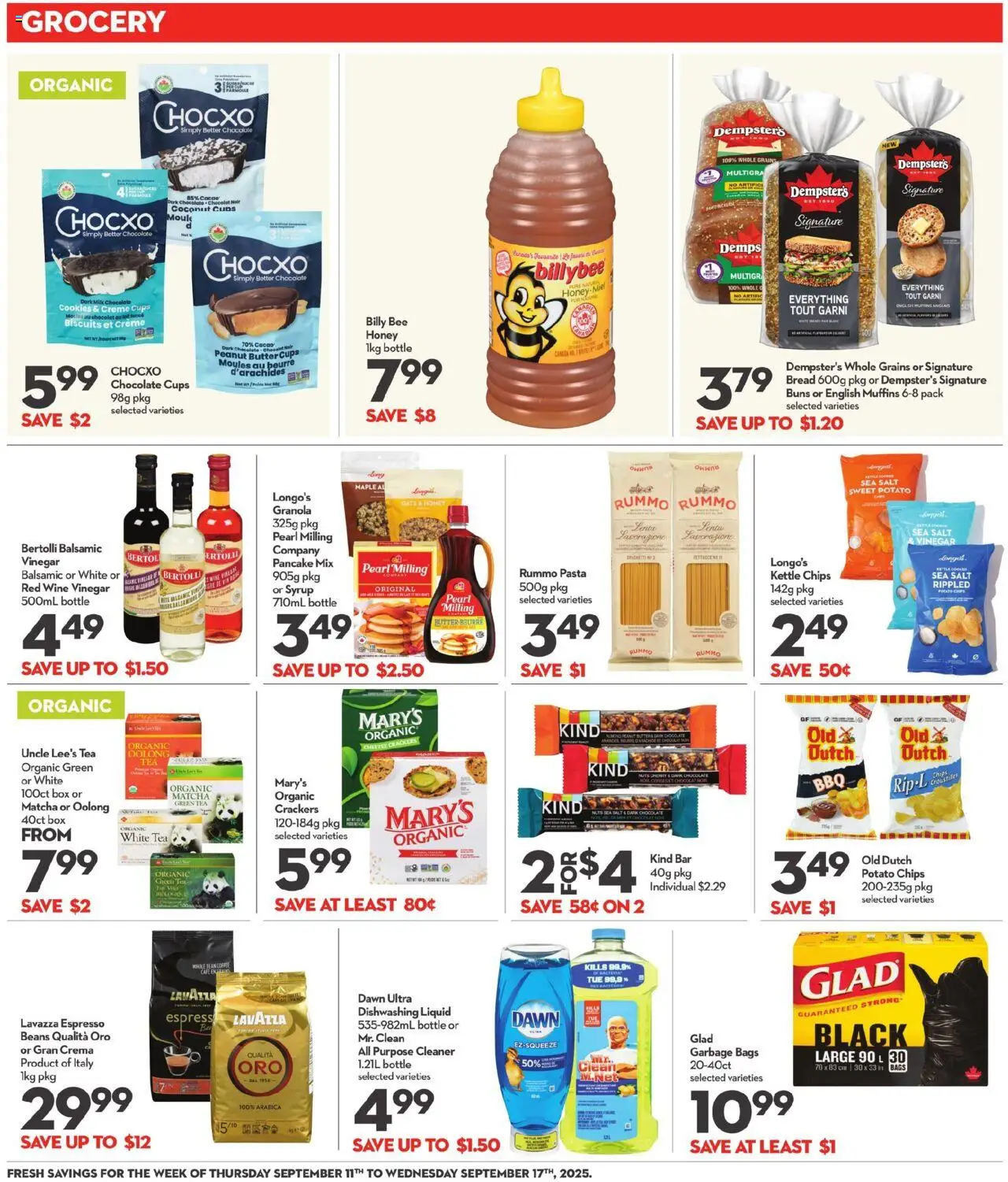 Longo's flyer valid from 11.09.2025 | Page: 11 | Products: Pasta, Box, Chocolate, Wine