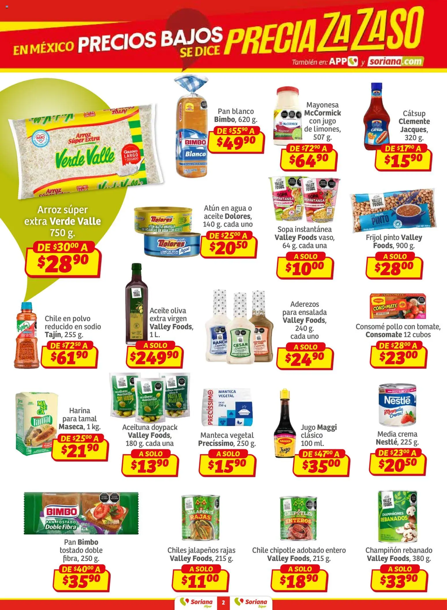 Nuevas ofertas de Soriana válidas en toda la República Mexicana desde el 30.01.2026. ¡Encuentra las mejores ofertas en Soriana - Preciazazaso Súper: Ags, Col, Gto, Jal, Mich! | Página: 2 | Productos: Atún, Crema, Aceite, Pasta