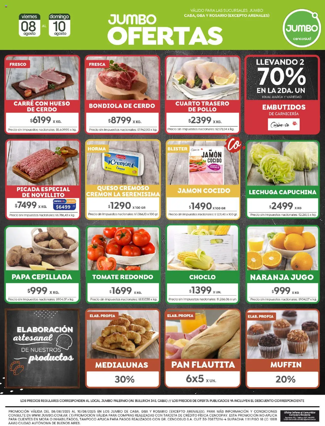 Jumbo ofertas │ válido desde el 08.08.2025 | Página: 7 | Productos: Jamón cocido, Lechuga, Queso, Pan