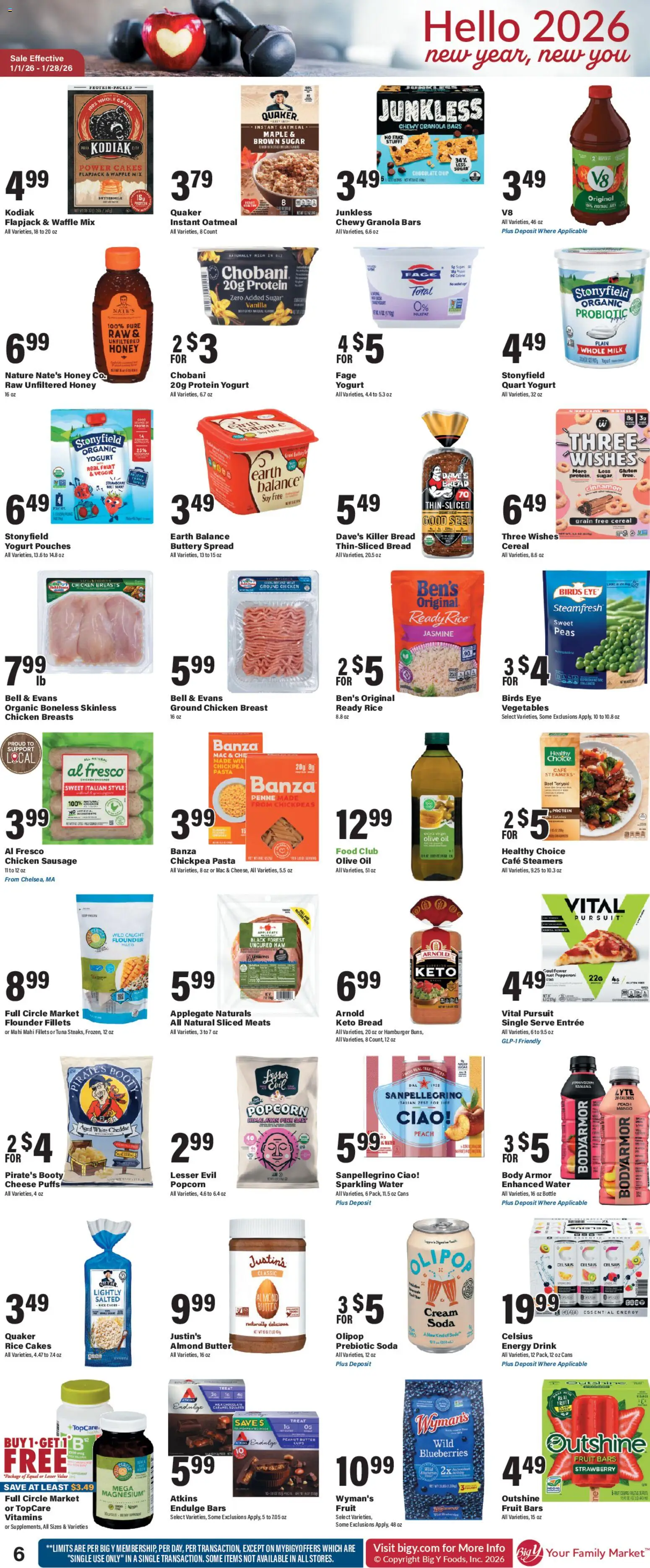Big Y Weekly Ad - valid from 01.01.2026 | Page: 10 | Products: Cheese, Beef, Sugar, Blueberries