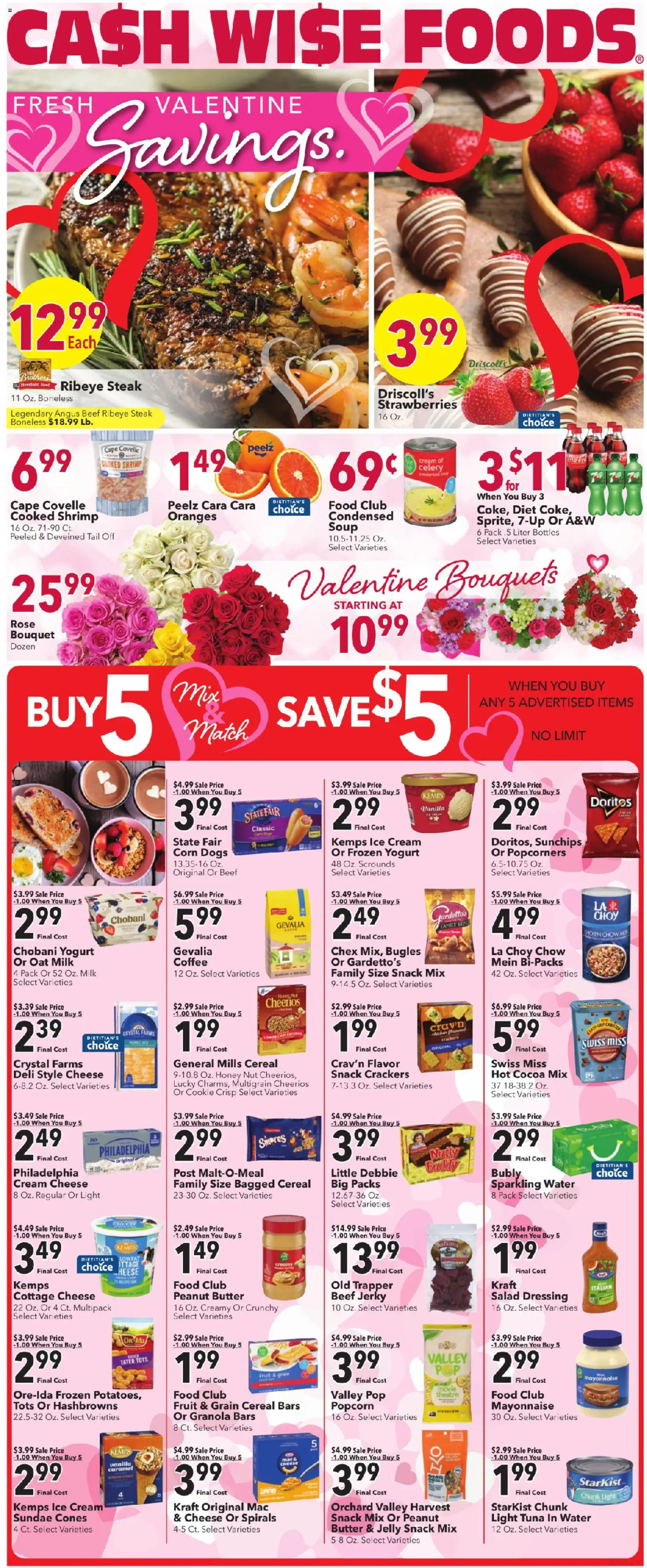 Cash Wise Weekly Ad - valid from 11.02.2026 | Page: 1 | Products: Yogurt, Beef, Strawberries, Cream