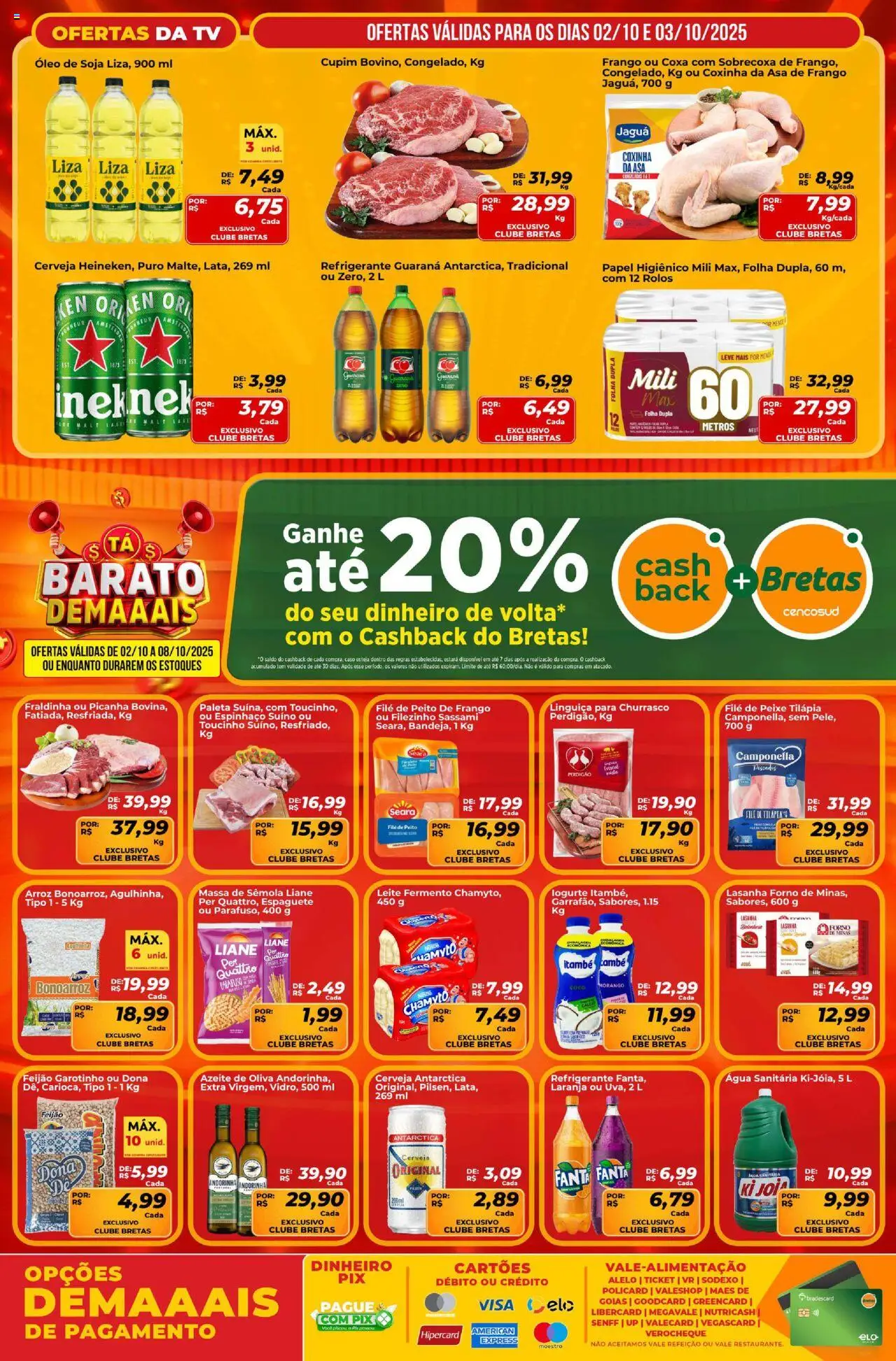 Bretas Folheto - válido de 02.10.2025 | Página: 1 | Produtos: Fraldinha, Massa, Lasanha, Soja