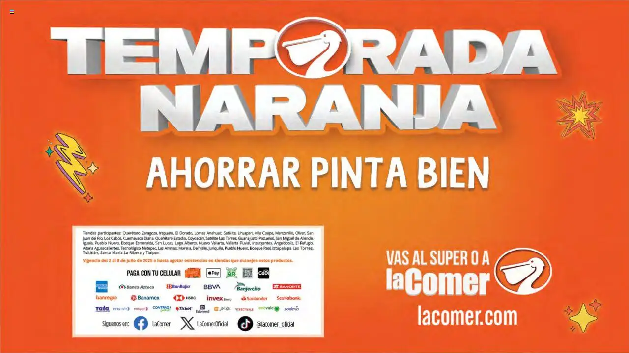Nuevas ofertas de La Comer válidas en toda la República Mexicana desde el 02.07.2025. ¡Encuentra las mejores ofertas en La Comer folleto! | Página: 33 | Productos: Banco, Satélite