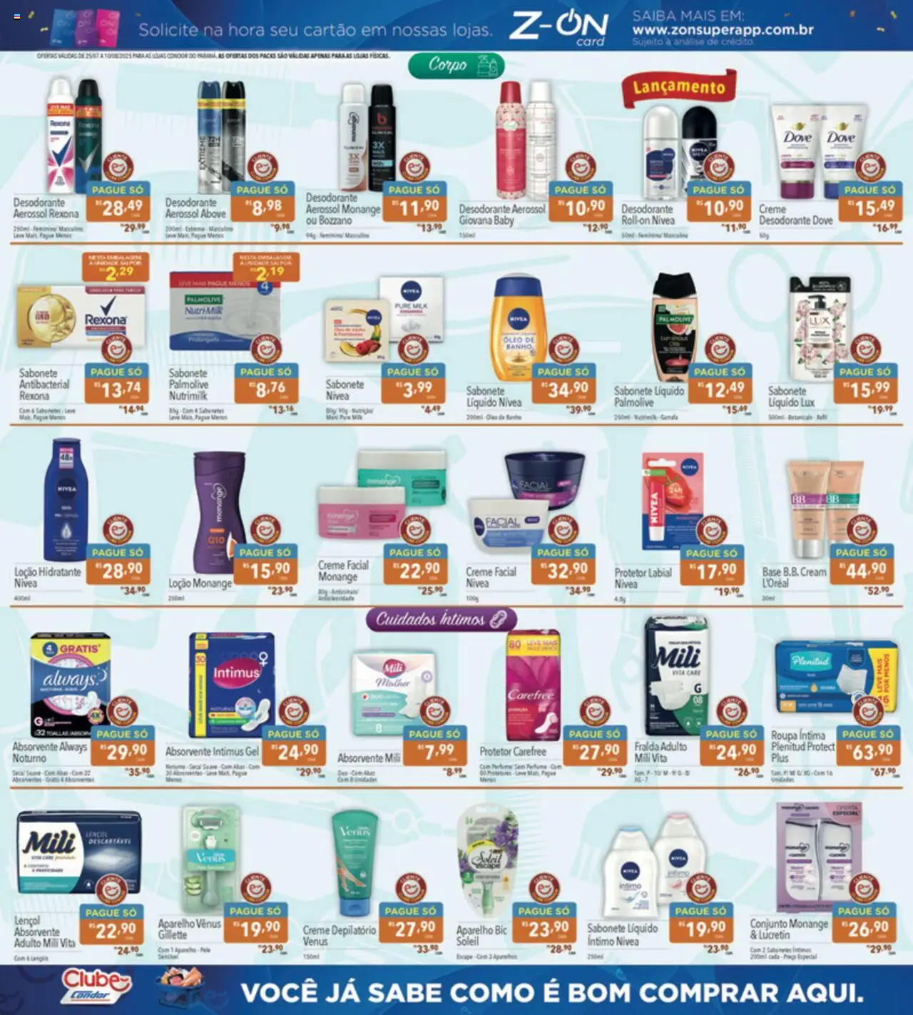 Supermercados Condor Folheto - válido de 25.07.2025 | Página: 23 | Produtos: Desodorante, Base, Sabonete, Sabonete líquido