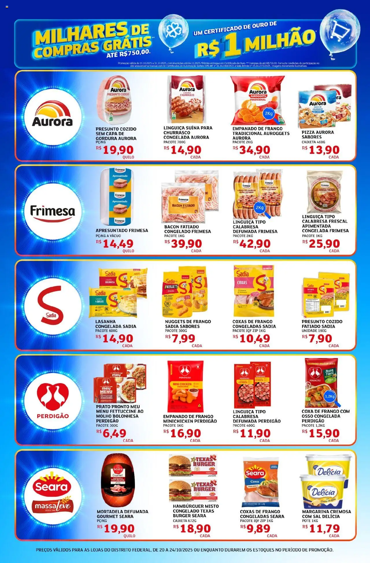 Assaí Atacadista Folheto - válido de 20.10.2025 | Página: 2 | Produtos: Leite, Mortadela, Creme, Hambúrguer