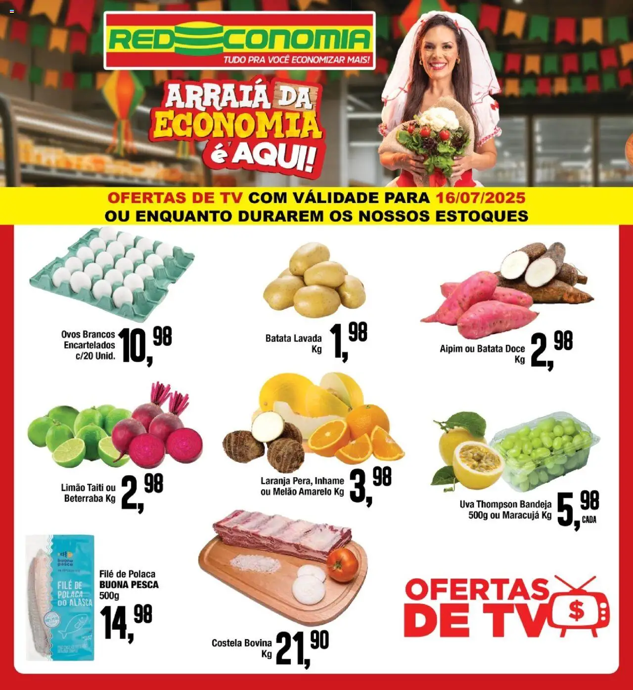 RedEconomia Folheto - válido de 15.07.2025 | Página: 1 | Produtos: Aipim, Beterraba, Bandeja, File de polaca