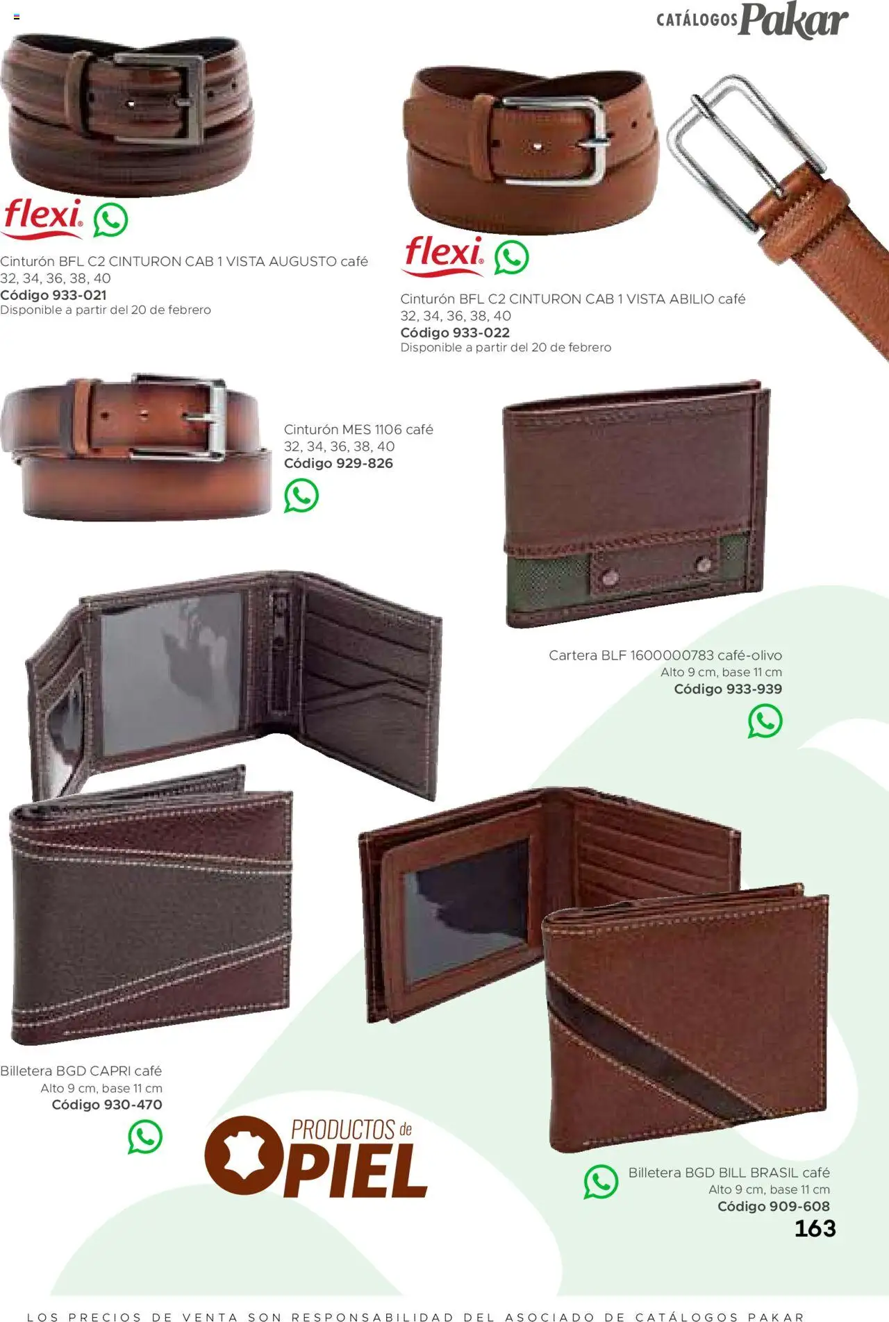 Nuevas ofertas de SC Pakar válidas en toda la República Mexicana desde el 31.01.2025. ¡Encuentra las mejores ofertas en SC Pakar catálogo Ropa! | Página: 163 | Productos: Billetera, Cinturón, Café