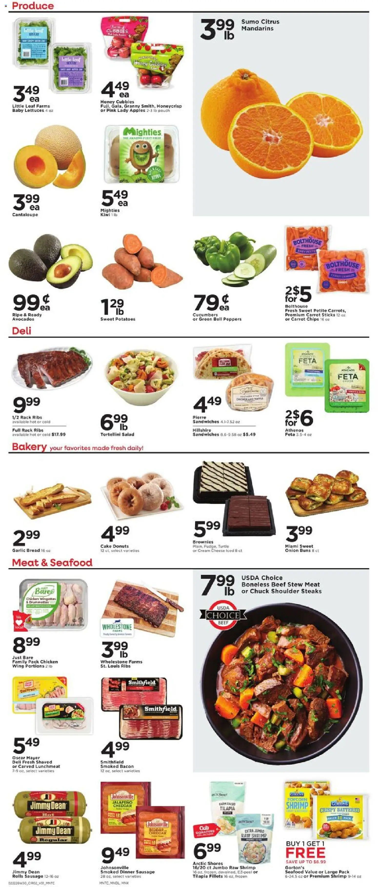 Cub Foods Weekly Ad - valid from 22.02.2026 | Page: 2 | Products: Kiwi, Cucumbers, Seafood, Sausage